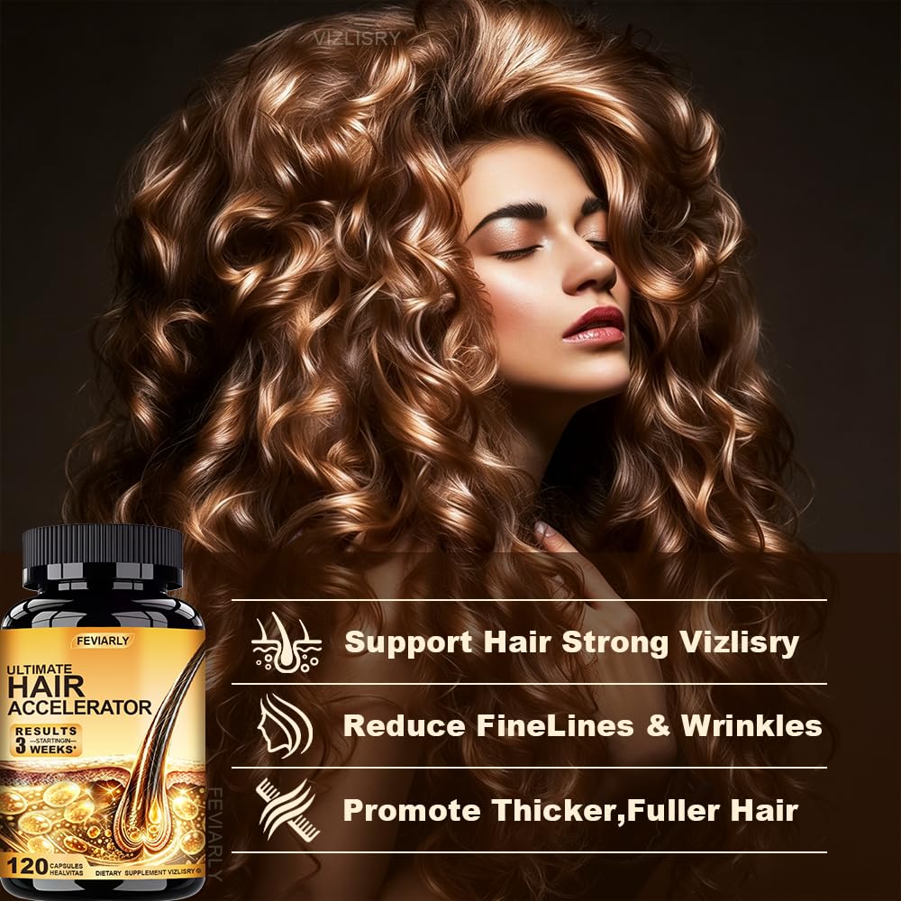 Feviarly Hair Growth Capsules with Biotin Collagen and Keratin 120 Count