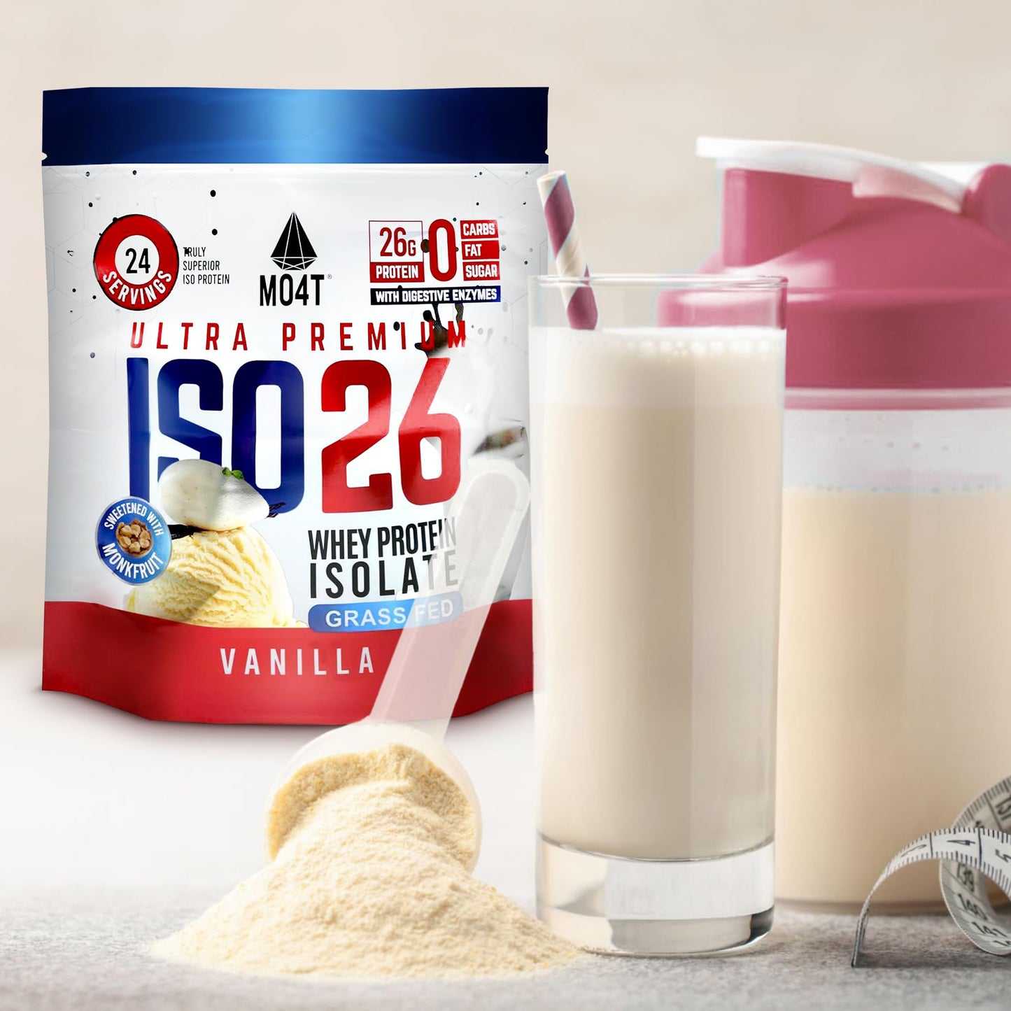 MOMOF4TRANSFORM ISO26 Grass Fed Whey Protein Isolate Powder 25.6 oz