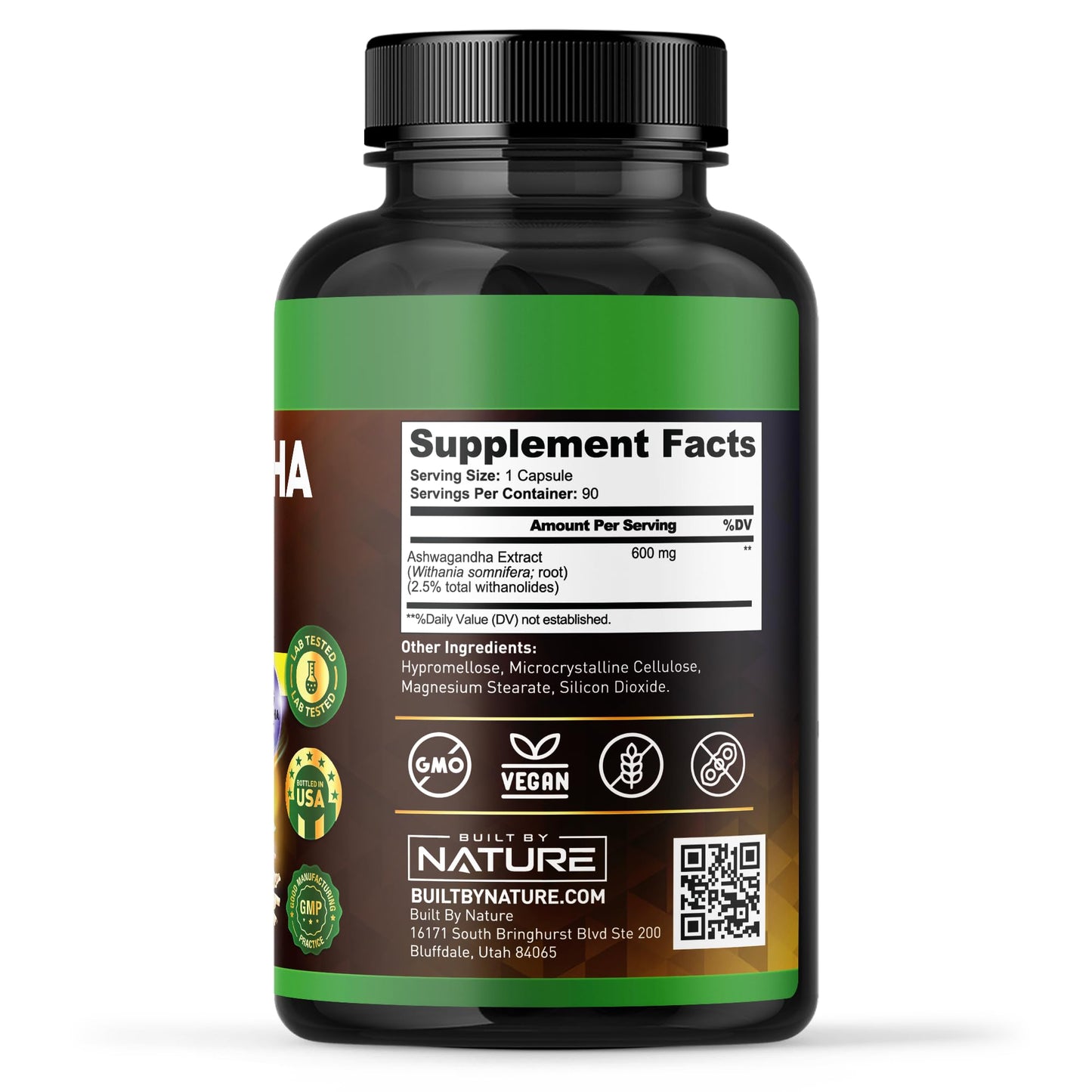 Built by Nature Ashwagandha Supplement for Men & Women 90 Capsules