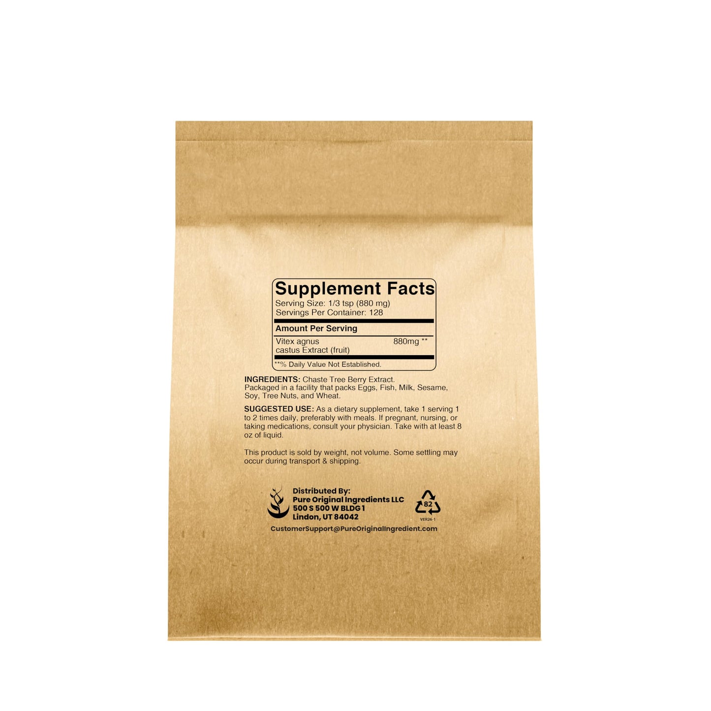 PURE ORIGINAL INGREDIENTS Chasteberry Extract Powder 4 oz