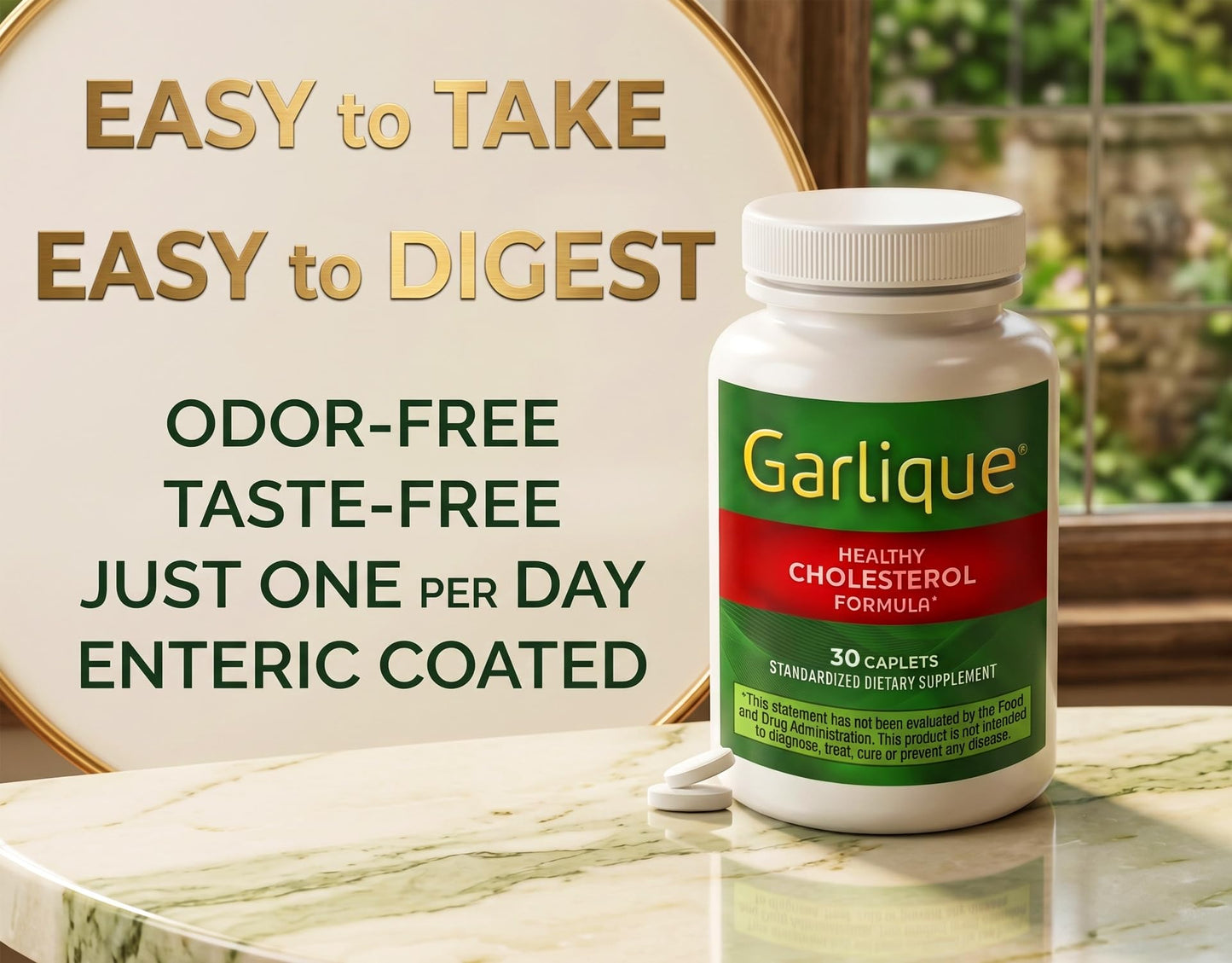 Garlique Healthy Cholesterol Garlic Supplement Caplets 30 Count