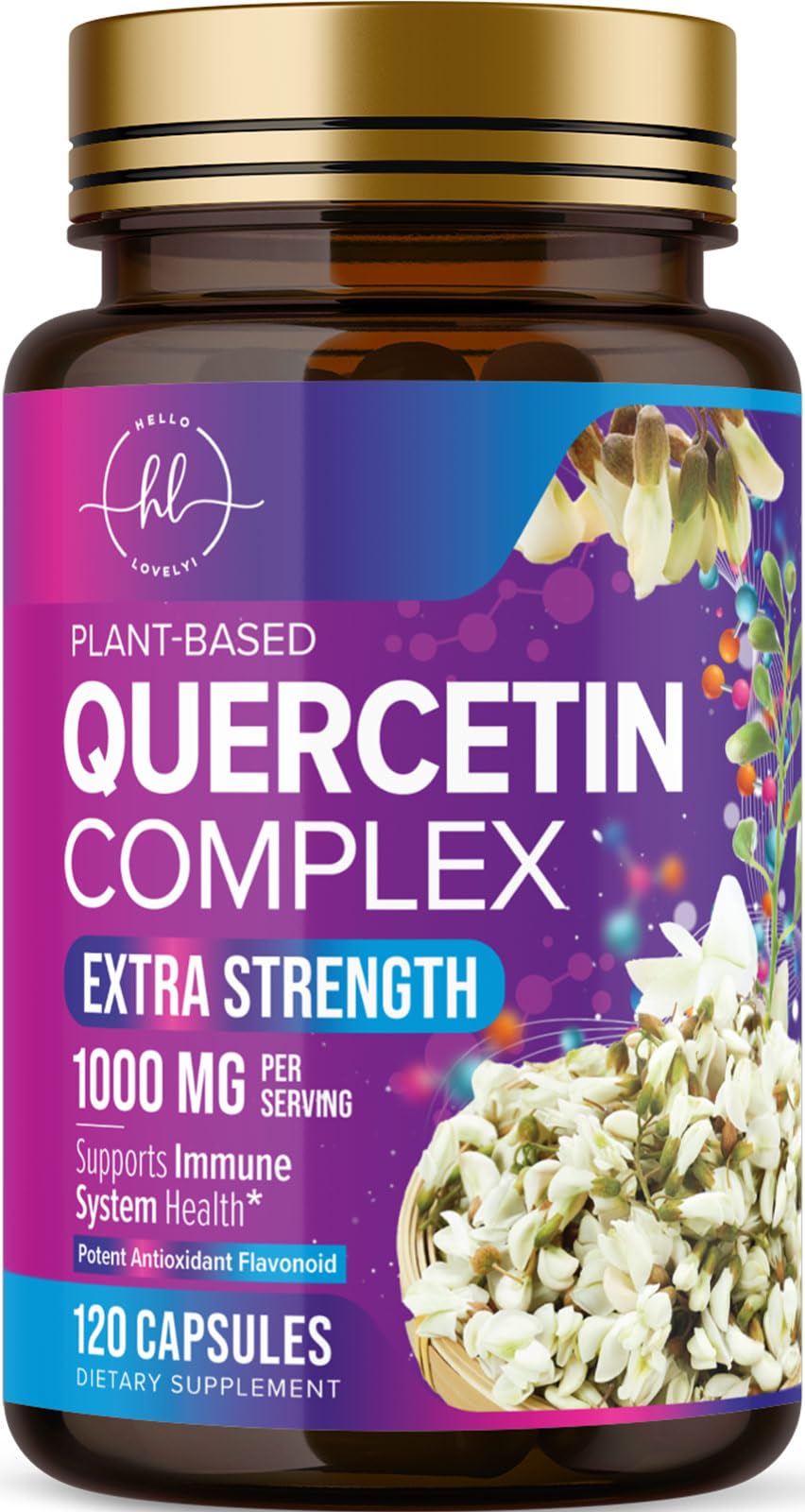 Hello Lovely! Quercetin Dihydrate 1000mg Veggie Capsules, 120 Count