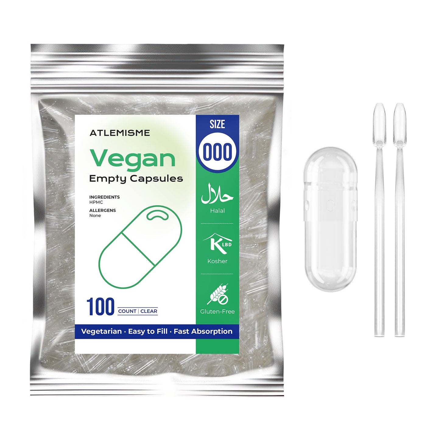 ATLEMISME Empty Vegan Capsules Capsule 100 Count