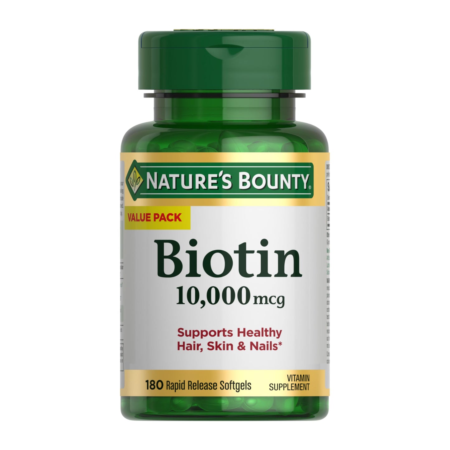 Nature's Bounty Biotin Hair Skin and Nails Vitamins 180 Softgels