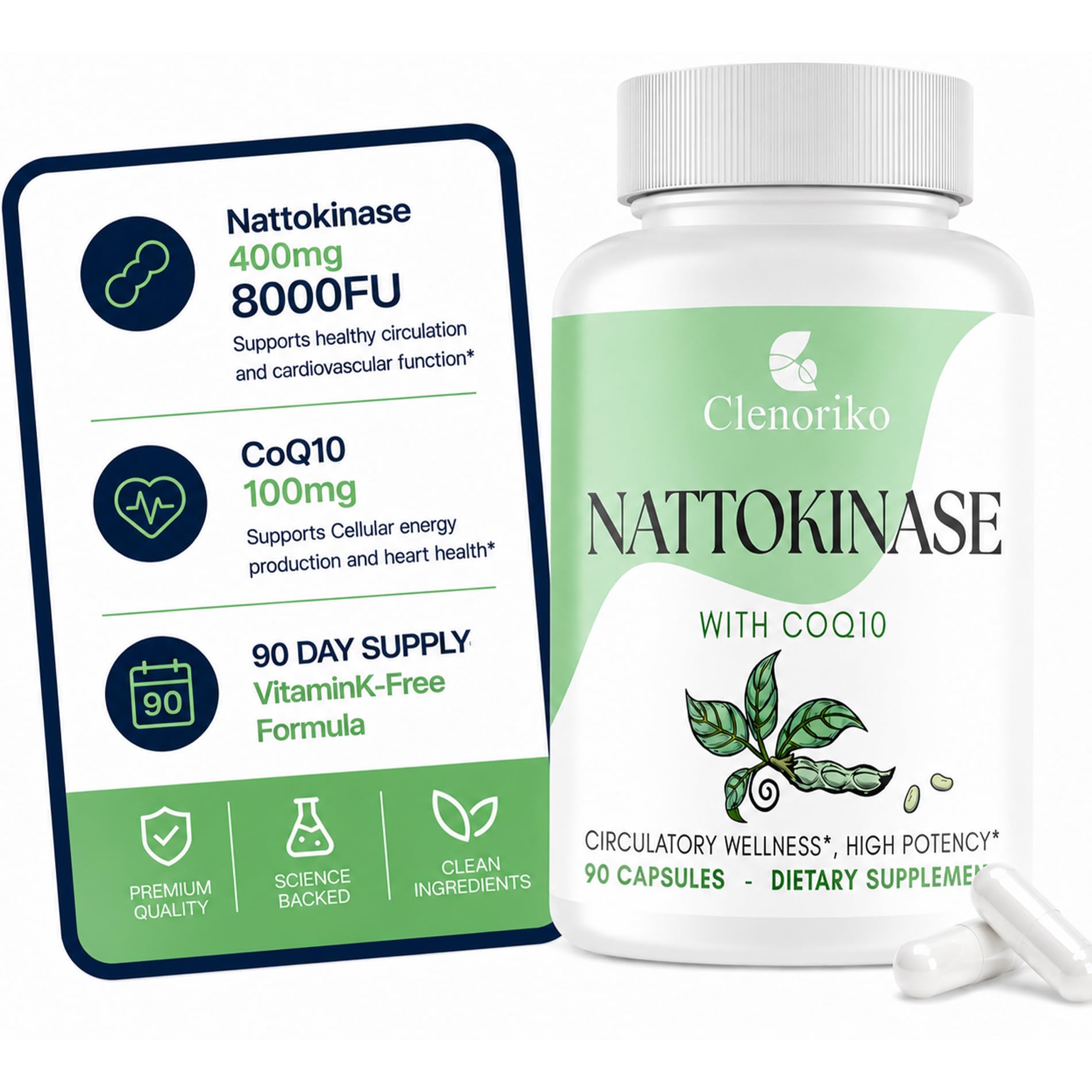 Clenoriko Nattokinase Supplement Capsule 90 Count