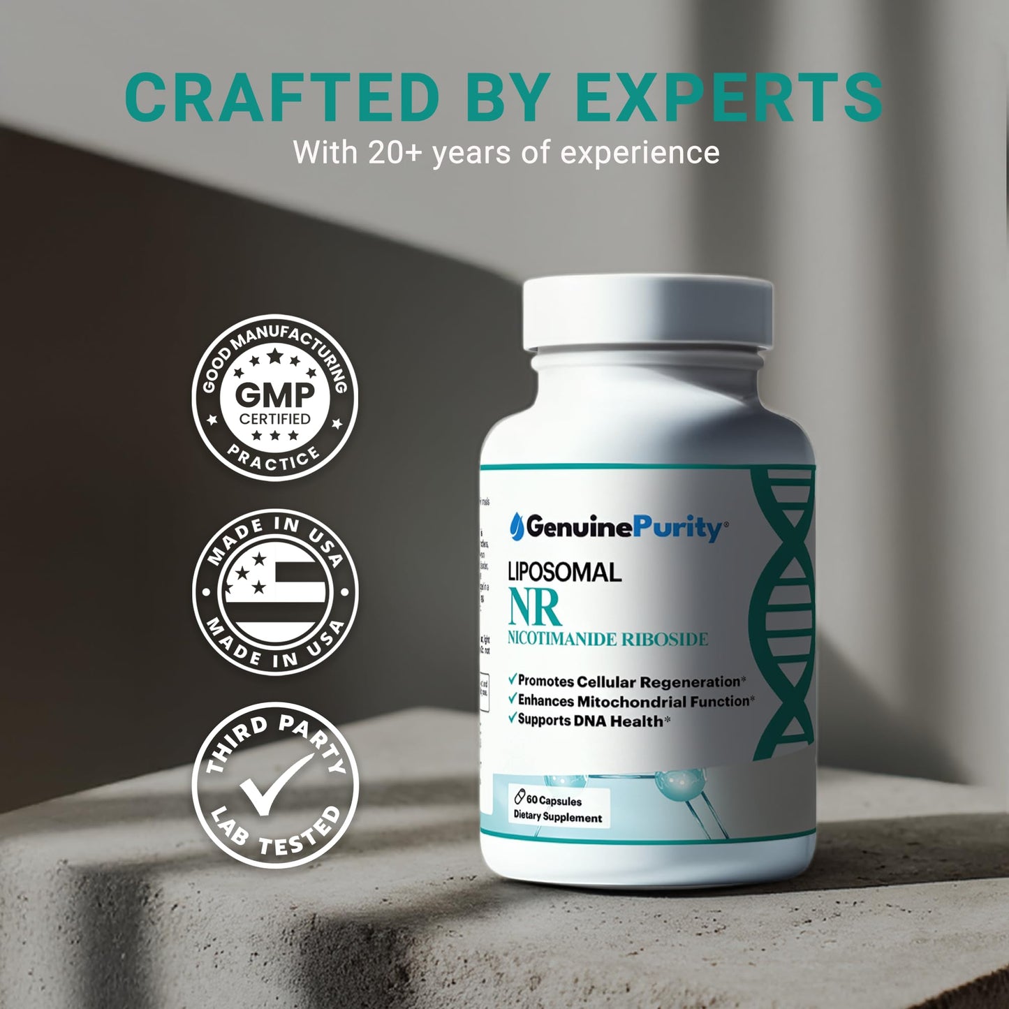 GenuinePurity Liposomal NR 300mg Nicotinamide Riboside Supplement, 60 Capsules