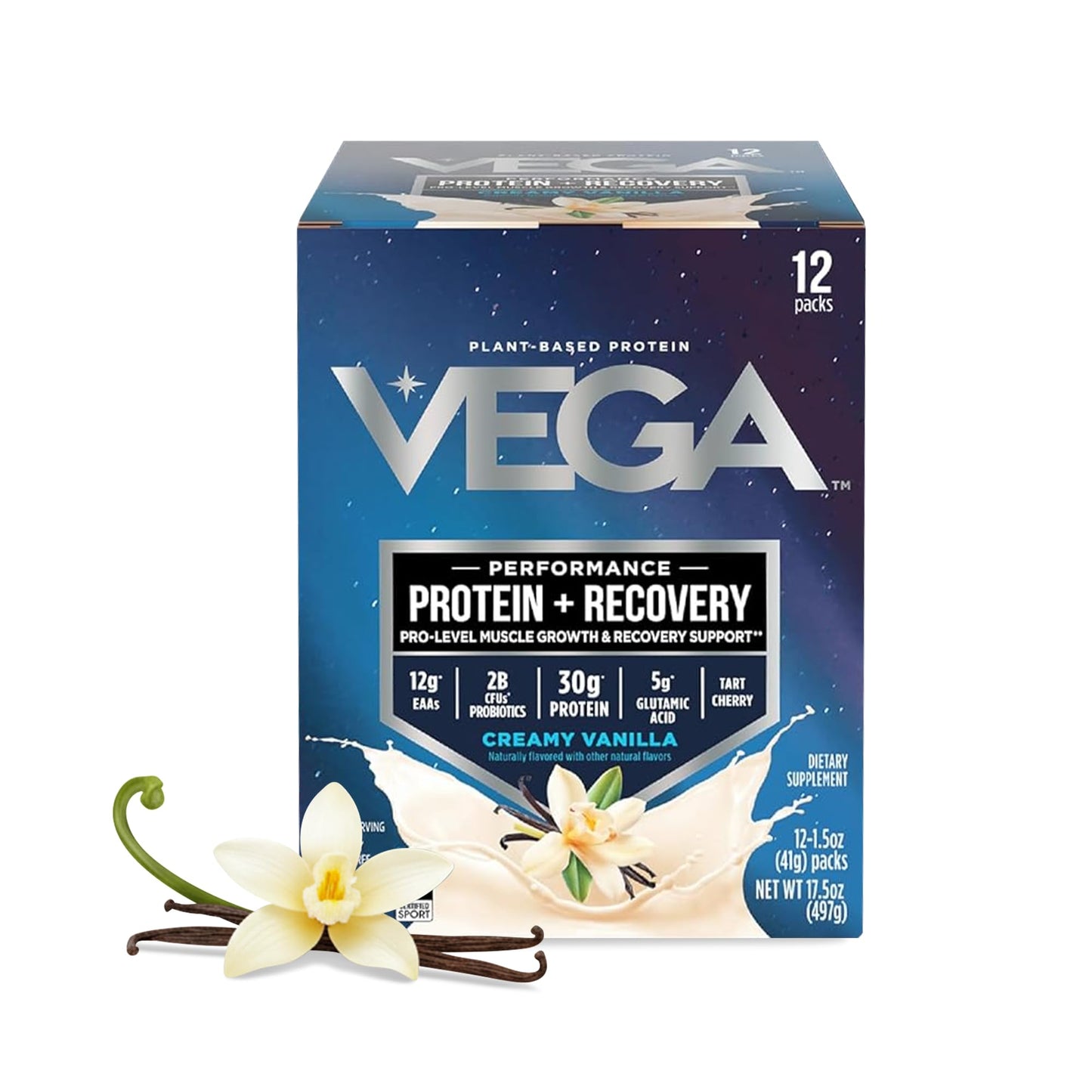 Vega Protein + Recovery Vanilla Powder, 17.5 oz