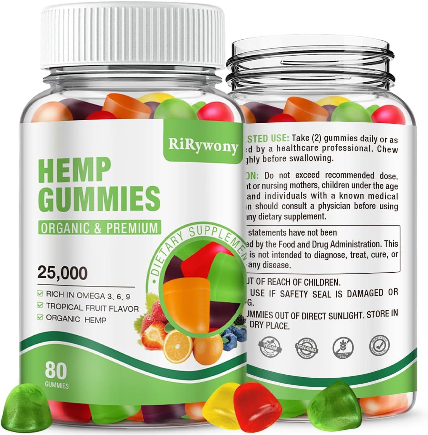 RiRywony Health Hemp Gummies 80 Count