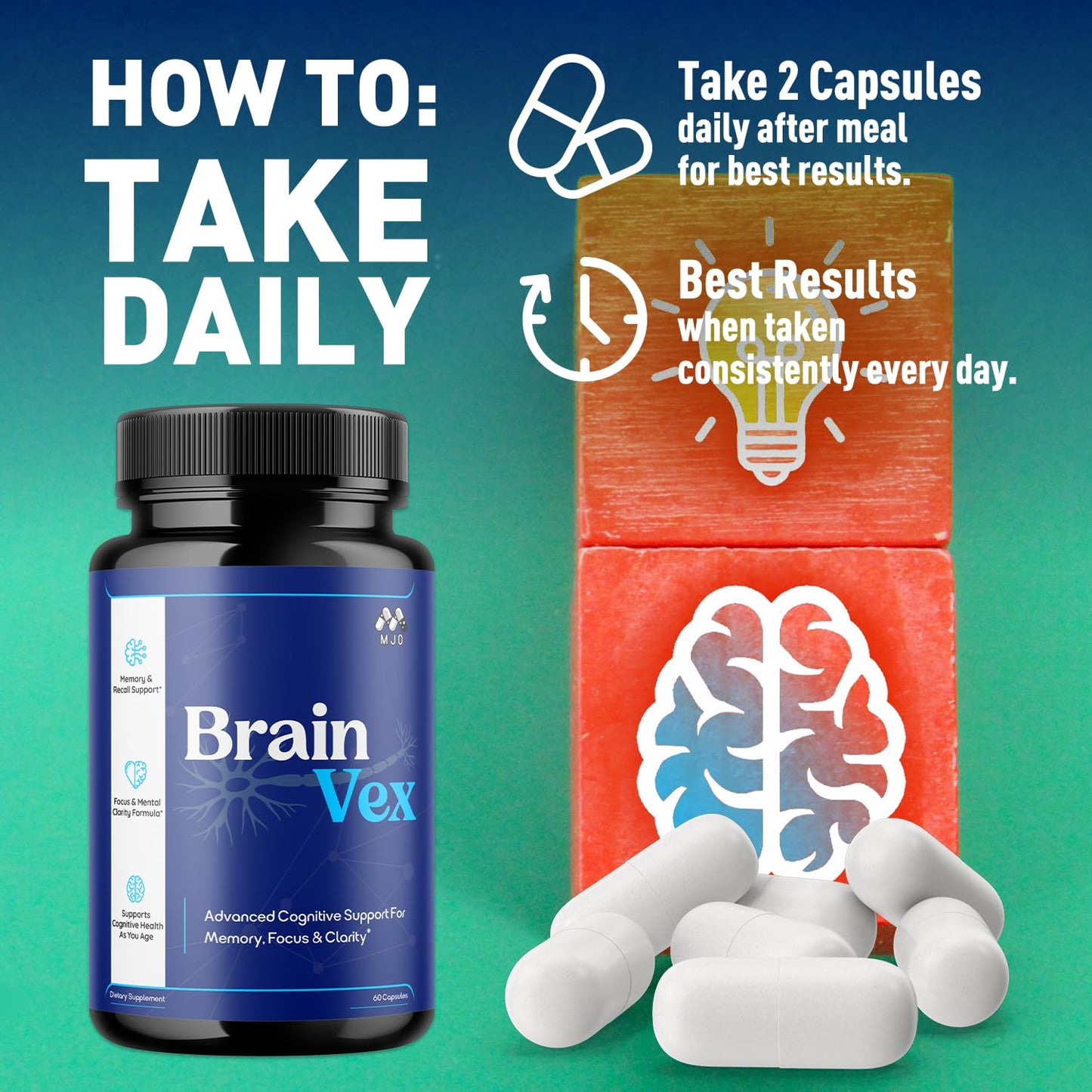 MJO Brain Vex Capsules, 120 Capsules