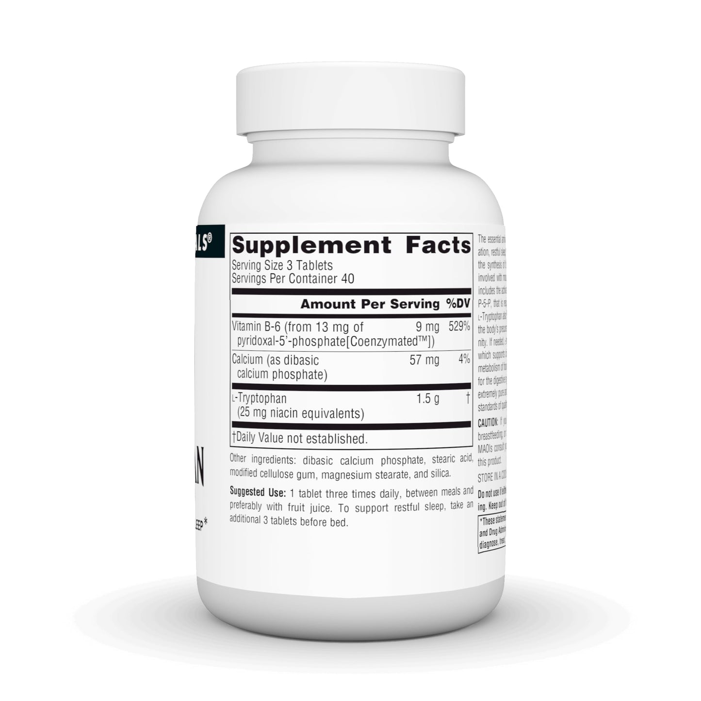 Source Naturals L-Tryptophan with Coenzyme B-6, 500mg Tablets, 120 Count