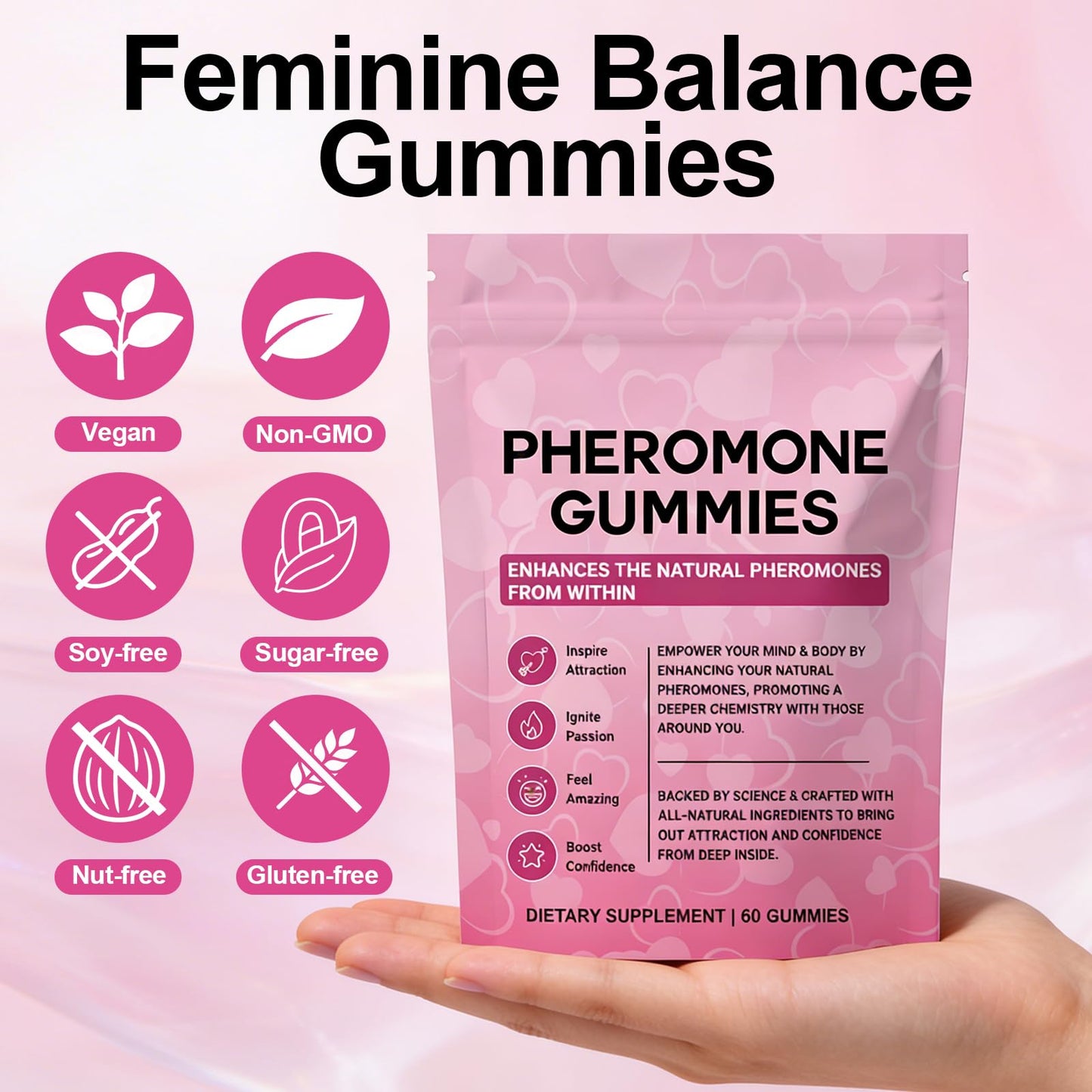Iyrtss Pheromone Gummies for Women, Feminine Balance Gummies, 60 Gummies