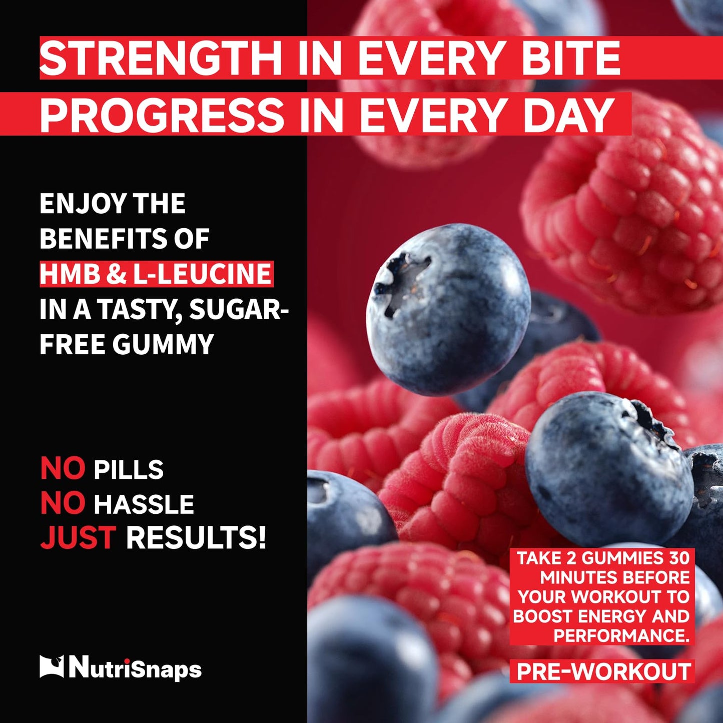 Nutrisnaps HMB and Leucine Gummies, 60 Count