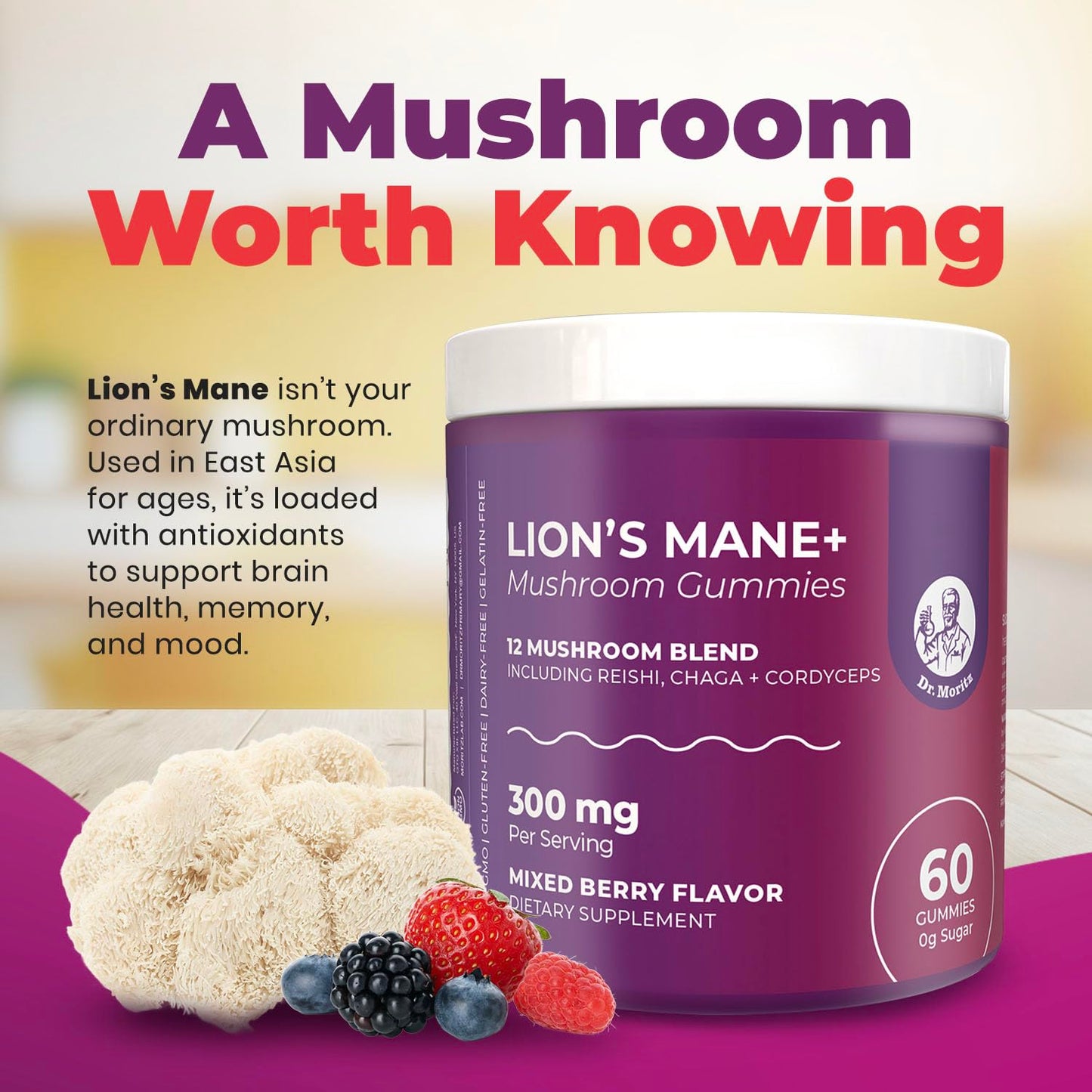 DR. MORITZ Lions Mane Gummies 120 Count