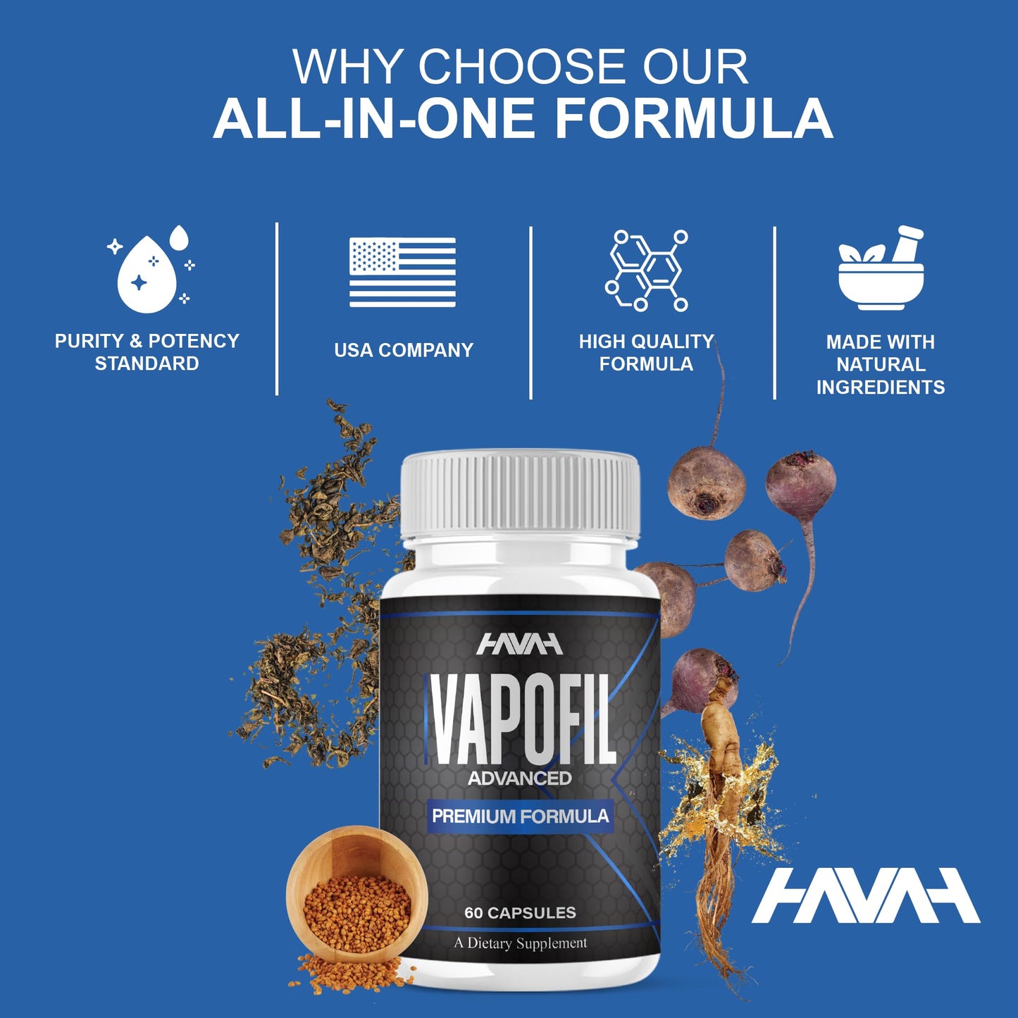 Havah Vapofil Advance Formula, Vapo Fill Performance Capsules, 180 Capsules