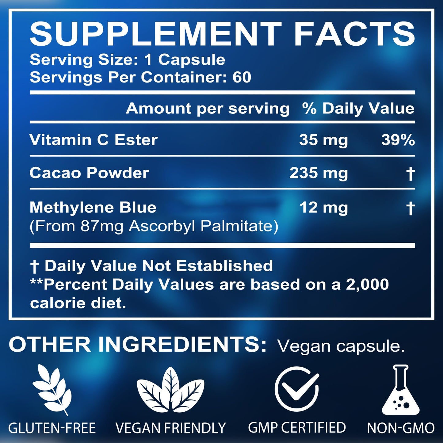 ZODENIS Methylene Blue Capsules, 60 Count