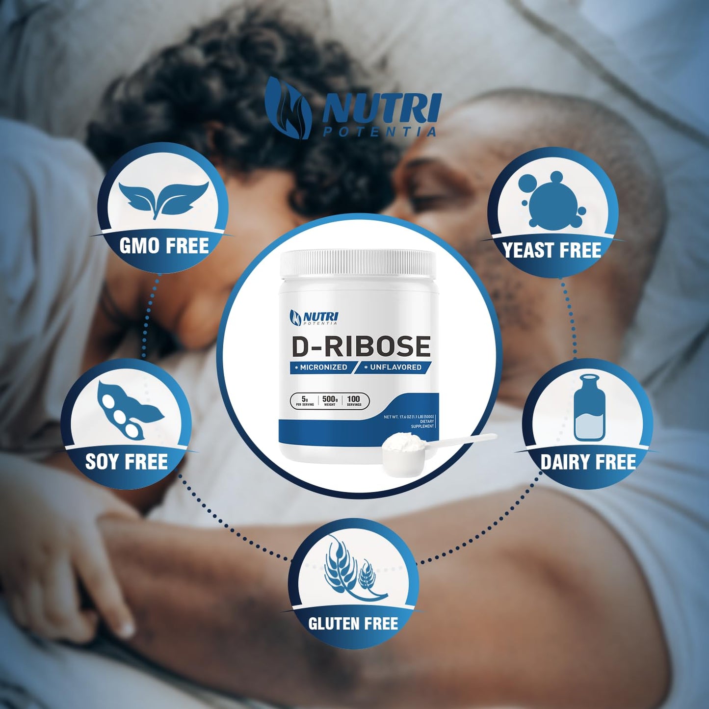 NUTRI POTENTIA Pure D-Ribose Powder, 1.1 lb