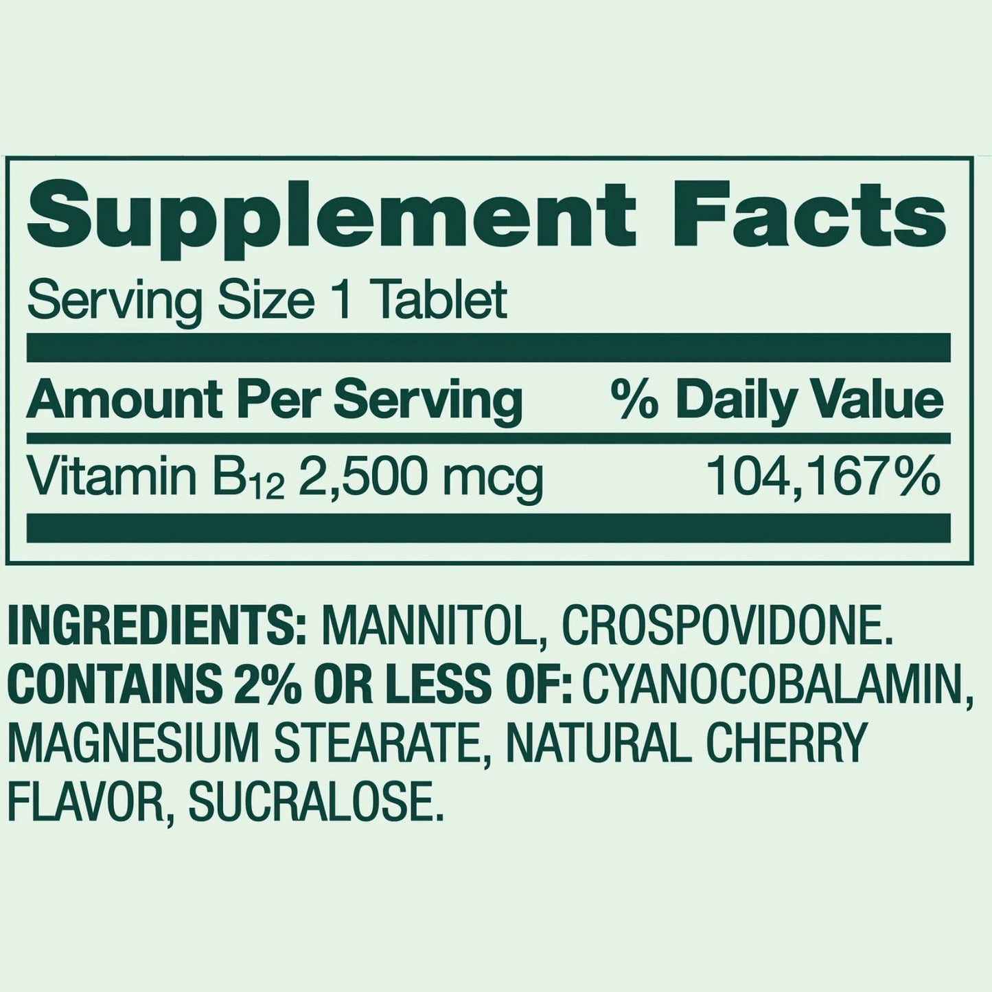 Generic Vitamin B12 Quick-Dissolve Cherry 2,500 mcg Dietary Supplement Capsule, 1 Count