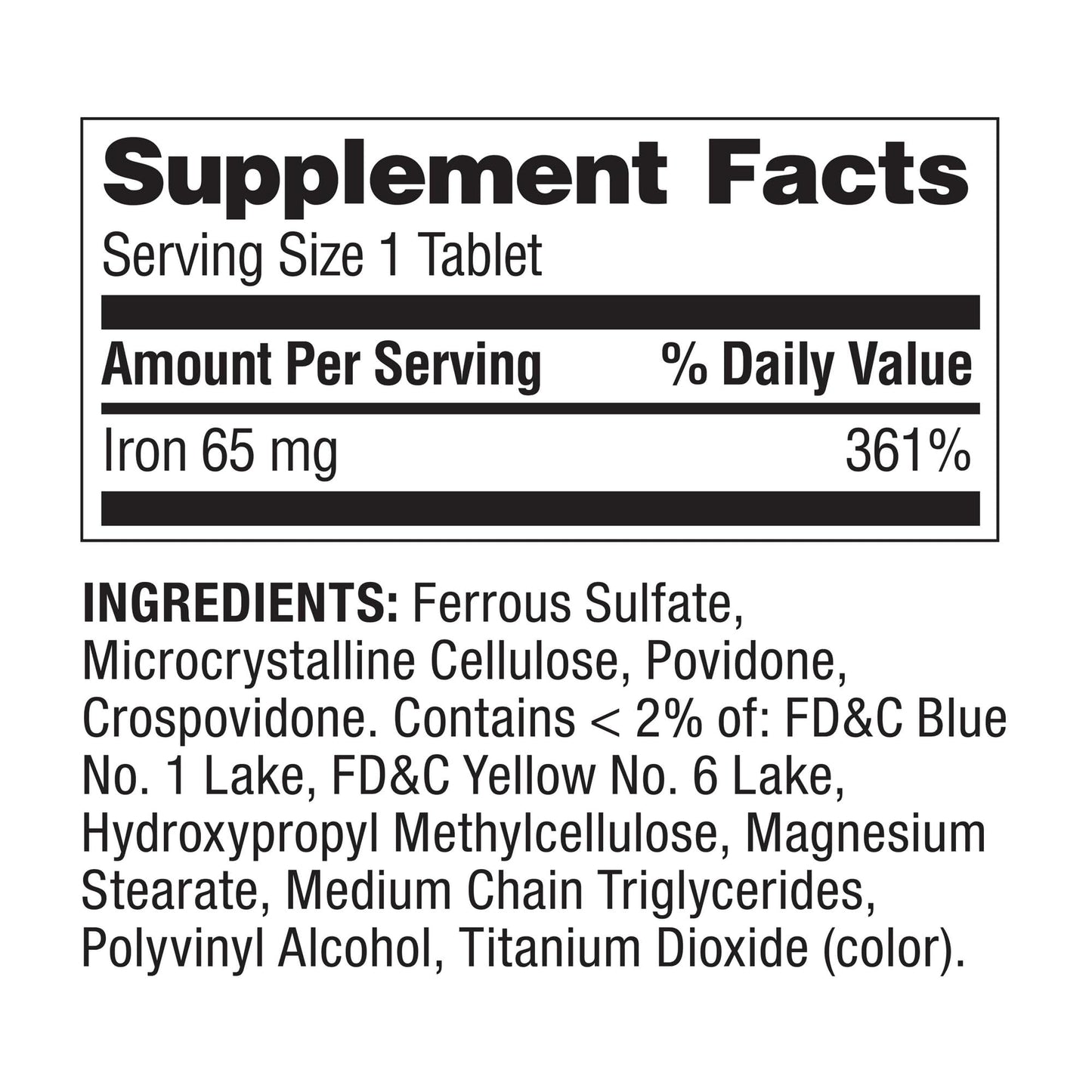 FUSION SHOP STORE Iron 65mg Ferrous Sulfate Tablets, 100