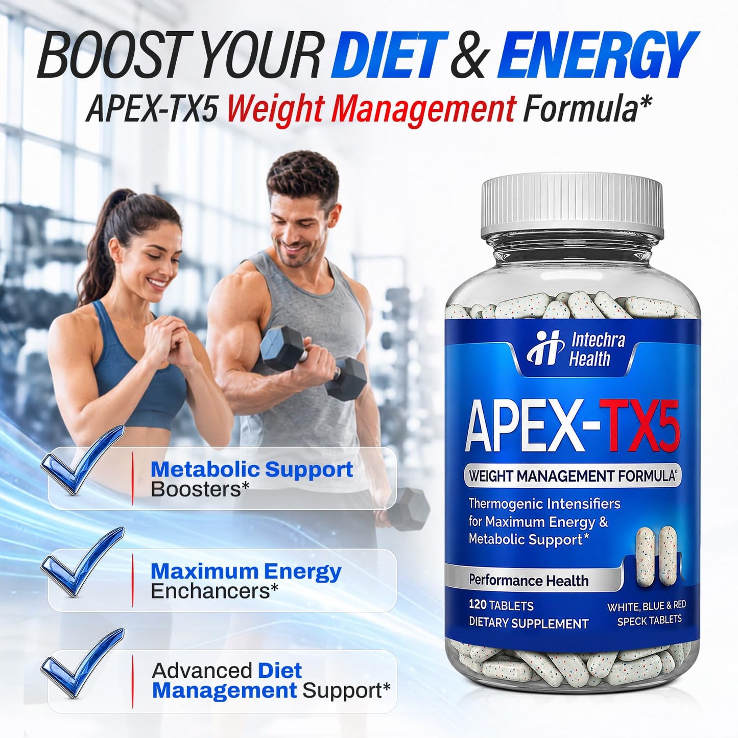 APEX-TX5 Thermogenic Diet Pills, Energy, Focus & Metabolic Support Tablets, 120 Tablets