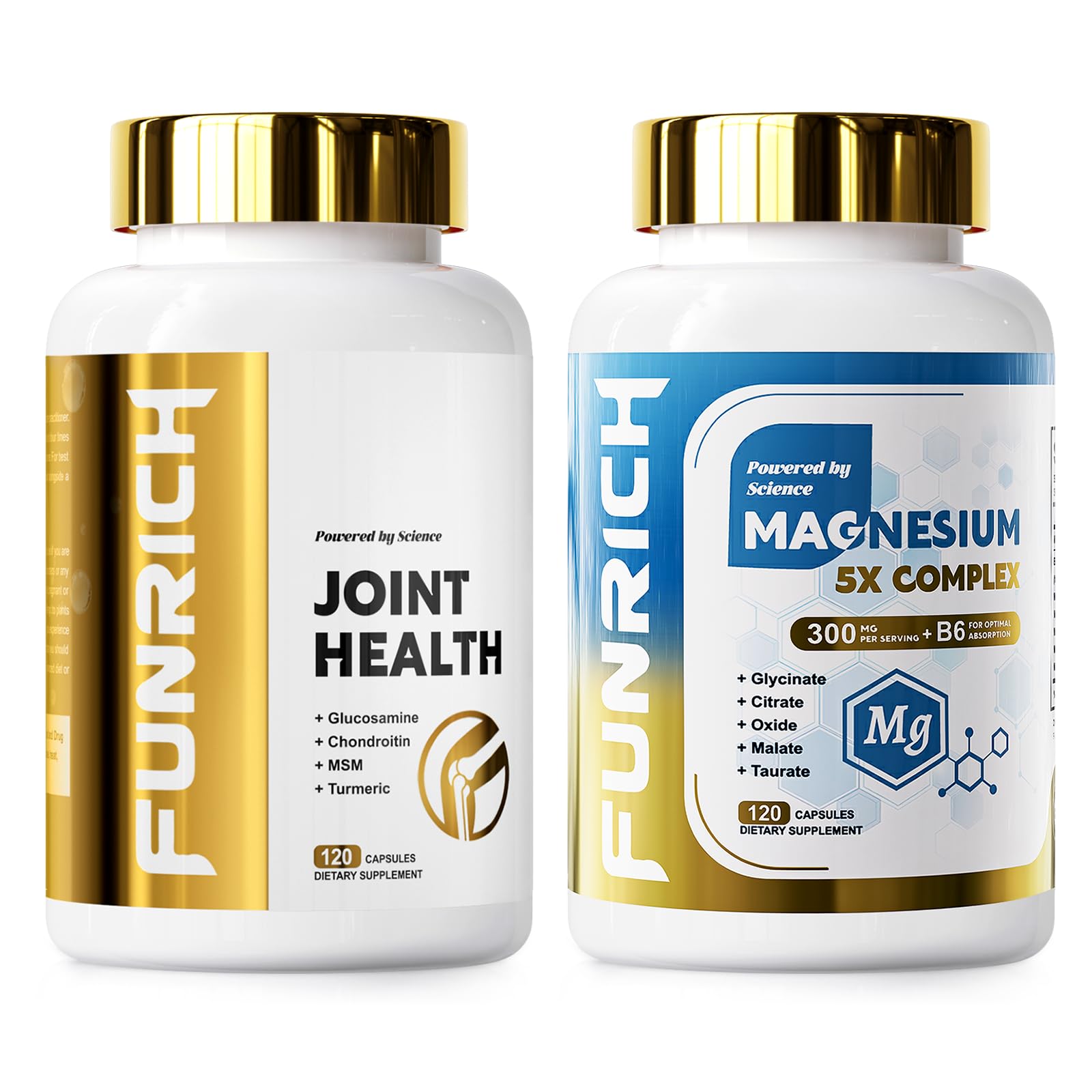 FUNRICH Glucosamine Chondroitin MSM & Magnesium Complex Supplement Set Capsules 240 Count