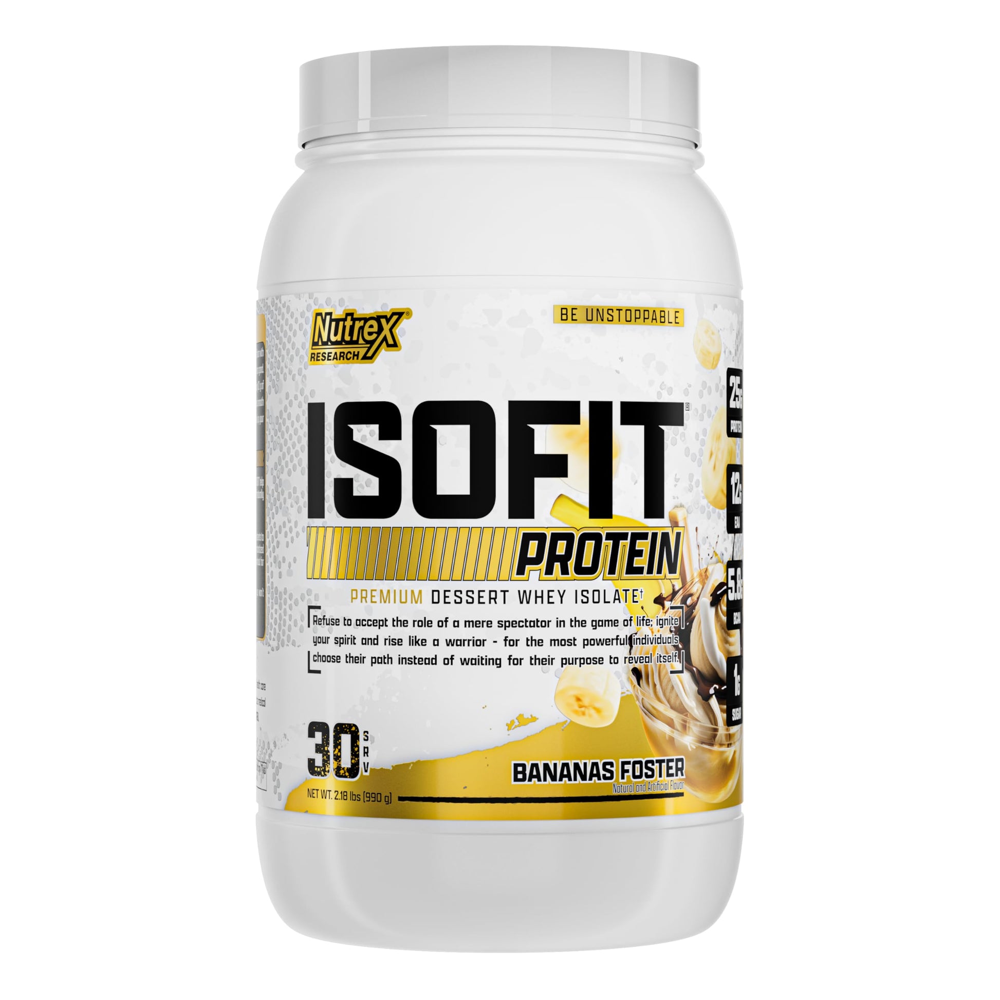 Nutrex Research IsoFit Whey Protein Powder Instantized 100% Whey Protein Isolate Bananas Foster 30 Servings