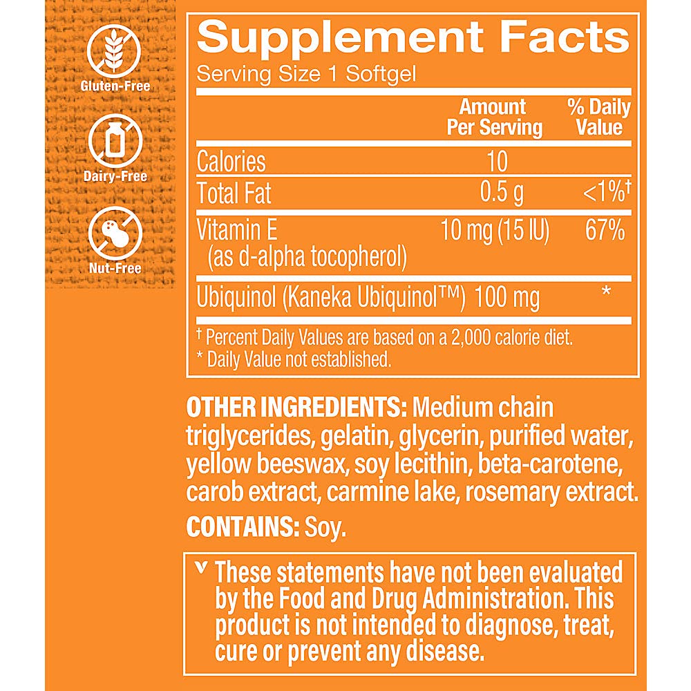 The Vitamin Shoppe Ubiquinol CoQ-10 100mg Softgels 120 Count