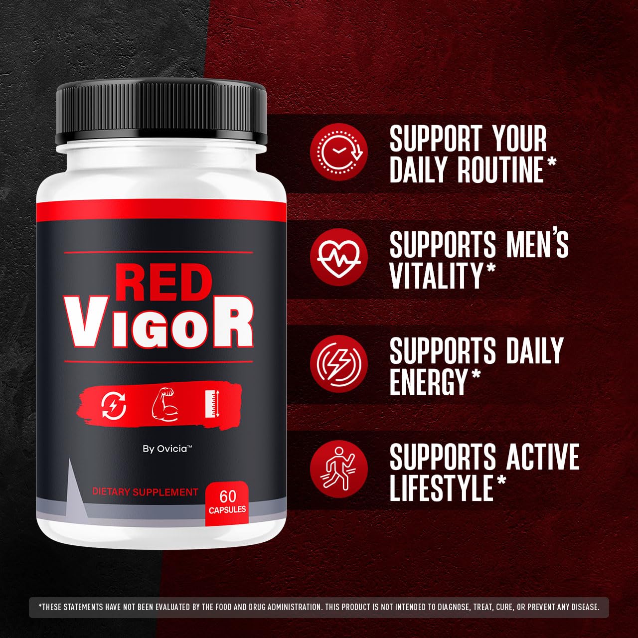OVICIA Red Vigor, Advanced Formula Daily Premium Support, 60 Capsules