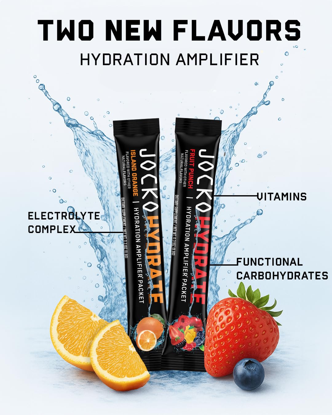 Jocko Fuel Hydrate Electrolytes Powder Packets Low Sugar, 16 Packets, Fruit Punch