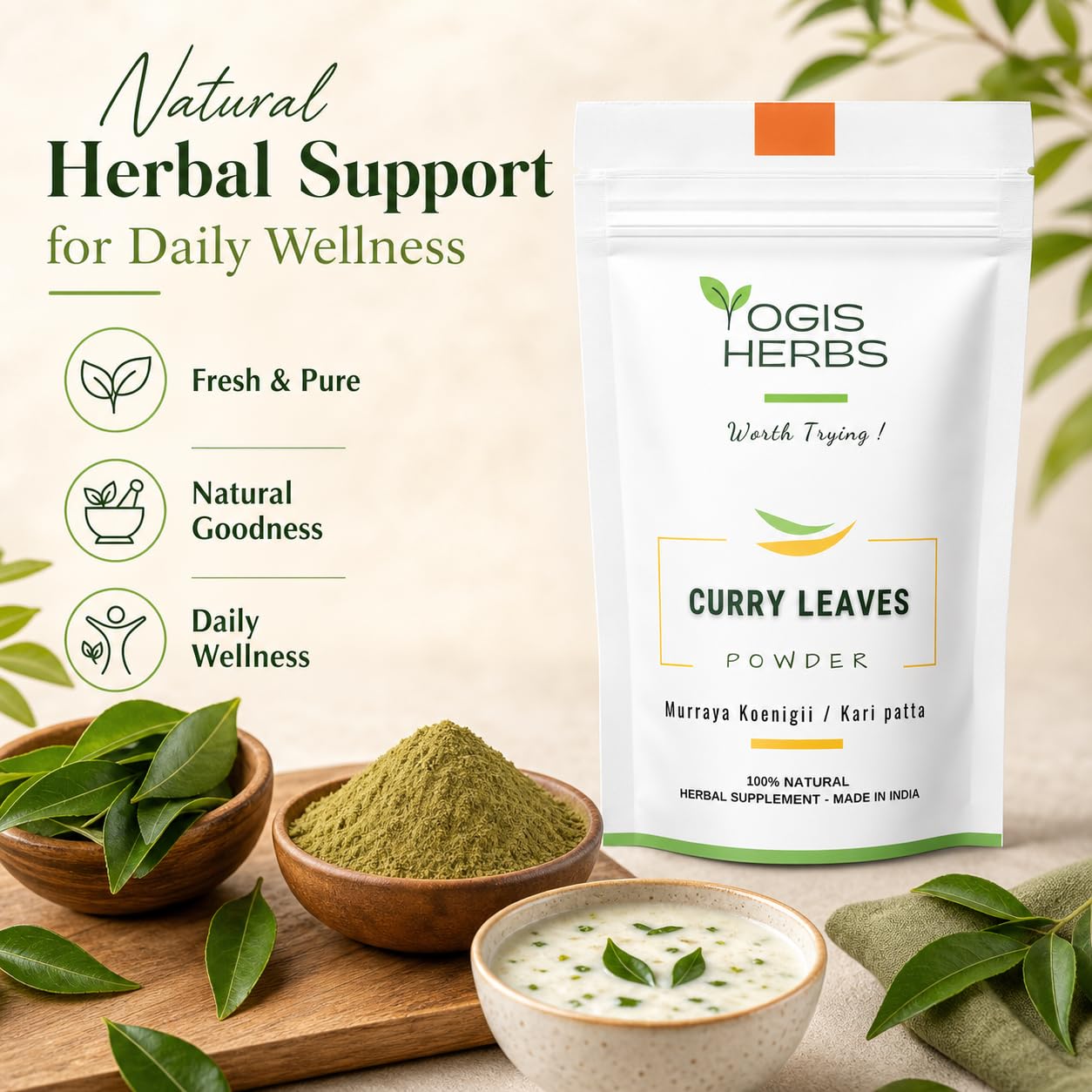 YOGIS HERBS Curry Leaf Powder 8 Ounce