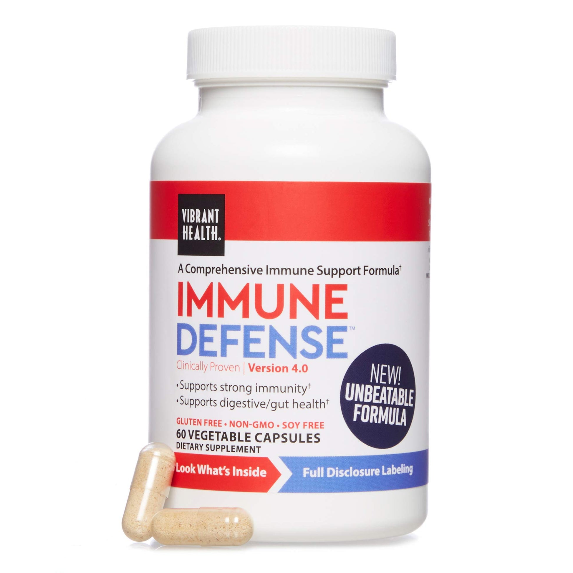 Vibrant Health Immune Defense, Natural Immune and Digestive Support 120 Capsules