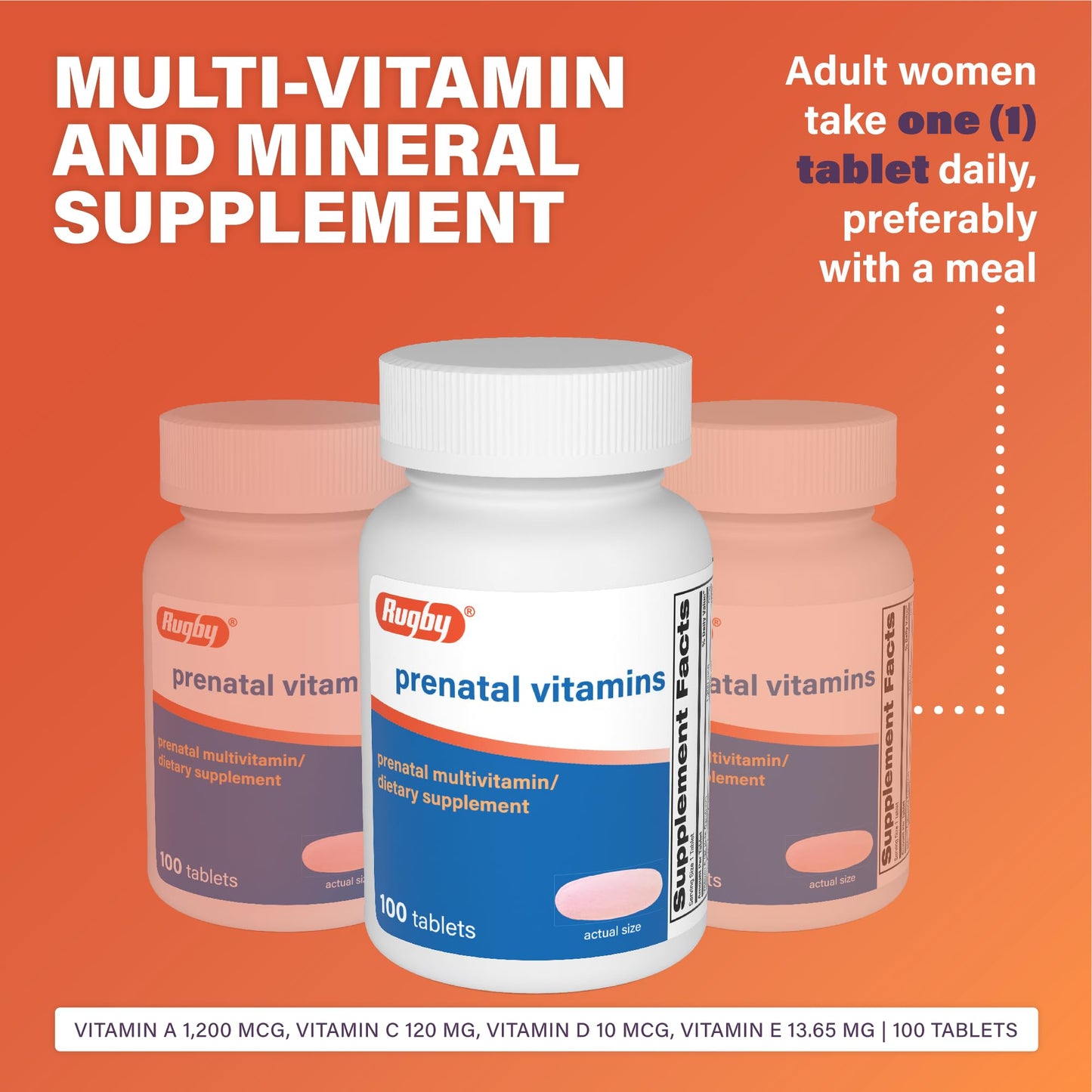 RUGBY LABORATORIES Prenatal Vitamins Multiple Vitamin and Mineral Supplement 300 Tablets