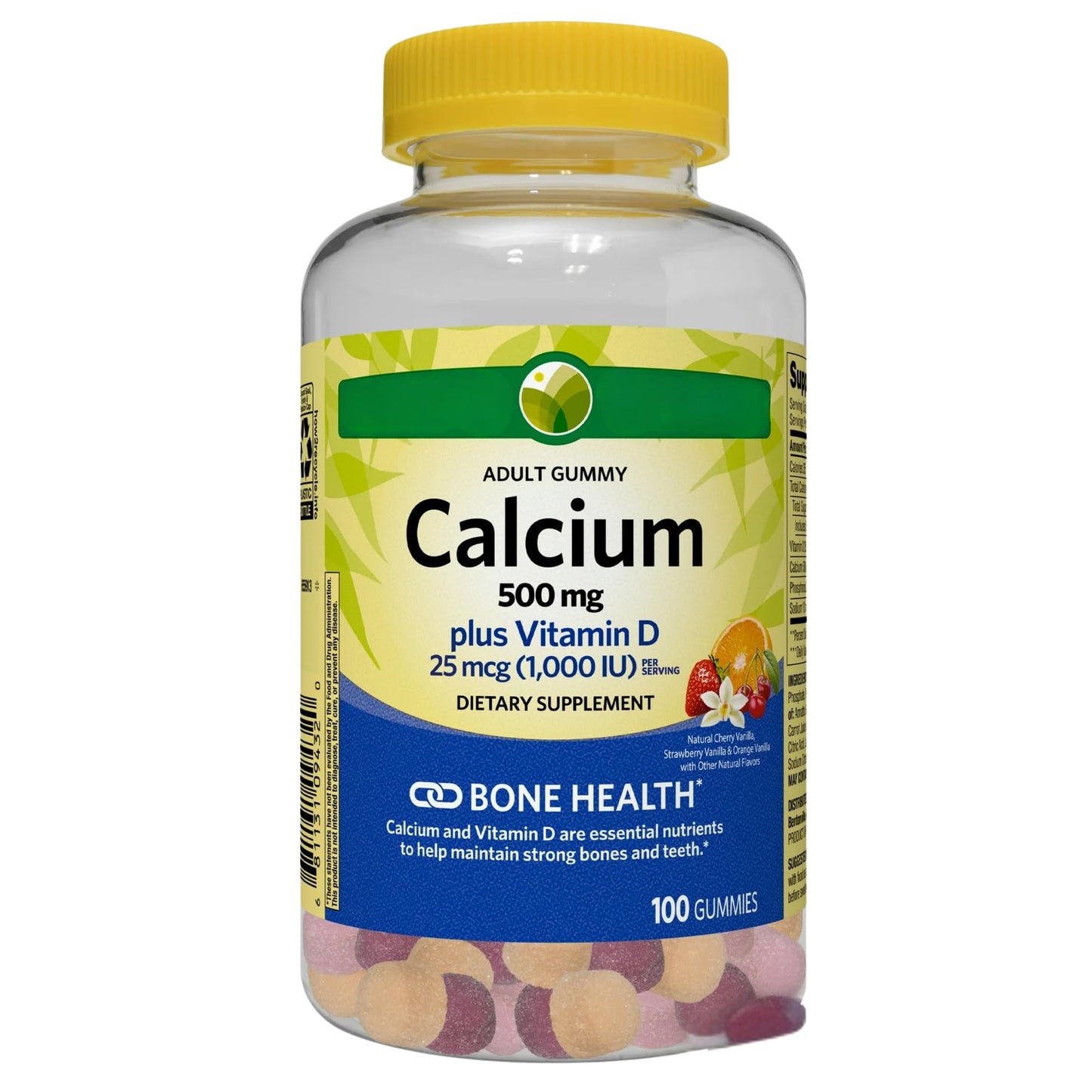 KP+ Calcium Gummies 500 mg with Vitamin D 25 mcg (1,000 IU), 100 Gummies