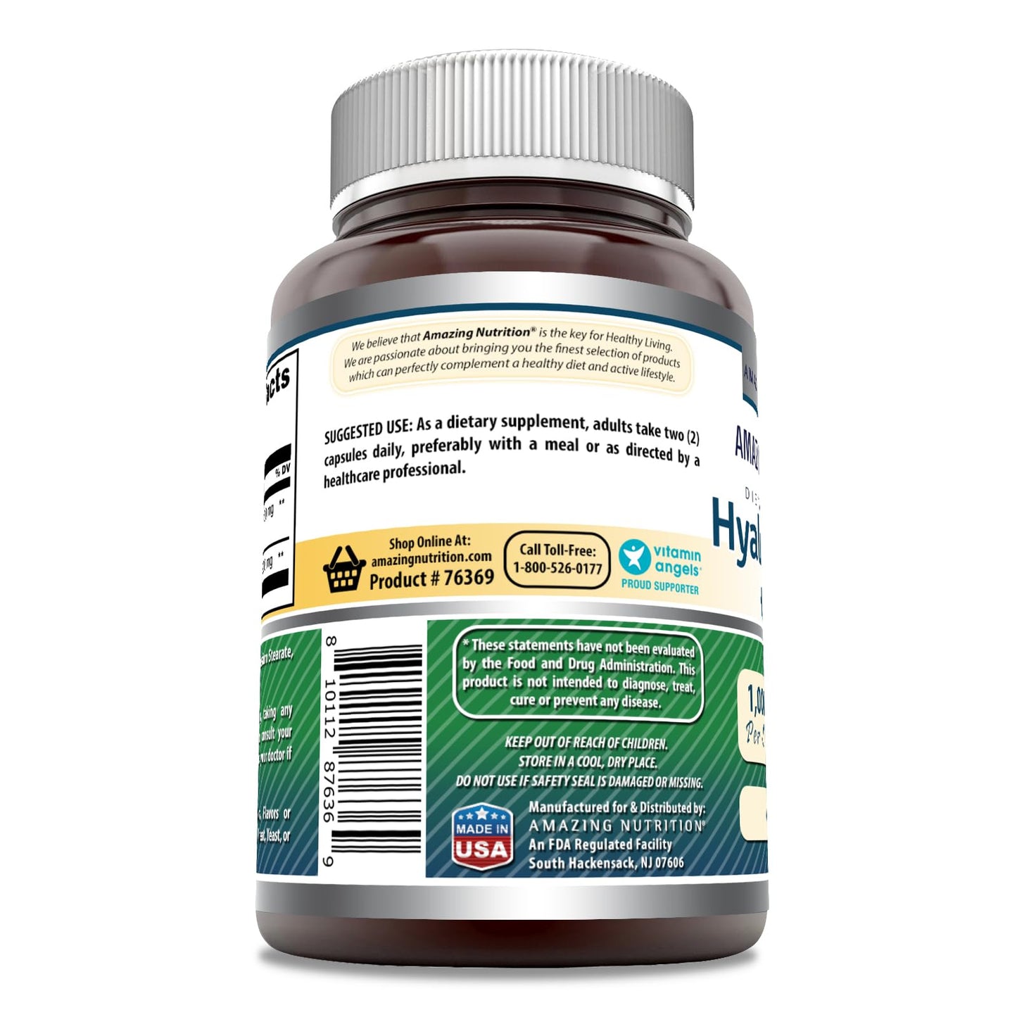 Amazing Nutrition Hyaluronic Acid & MSM Supplement Capsules 60 Count