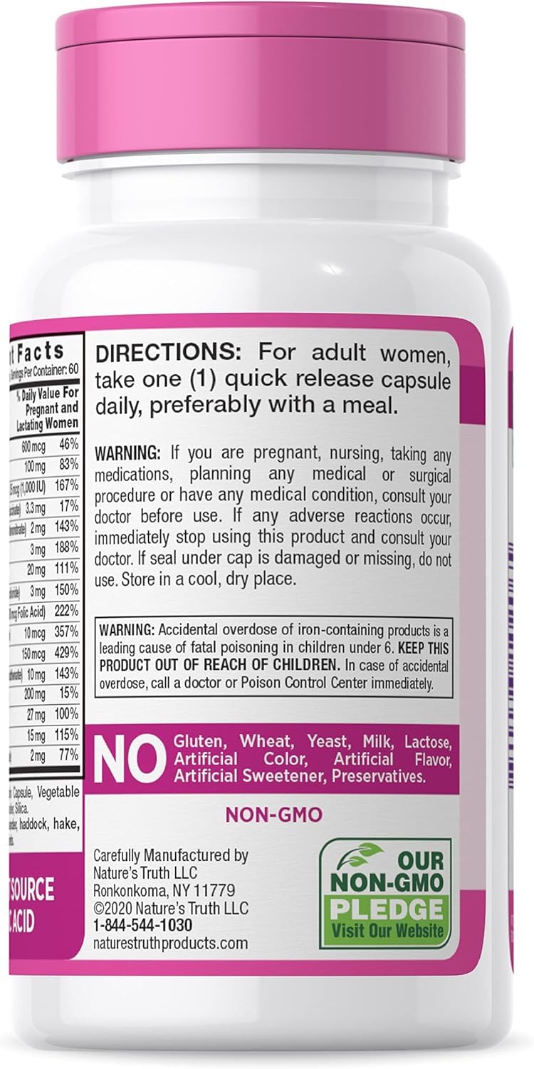 Nature's Truth Prenatal Vitamins with Folic Acid, 60 Capsules