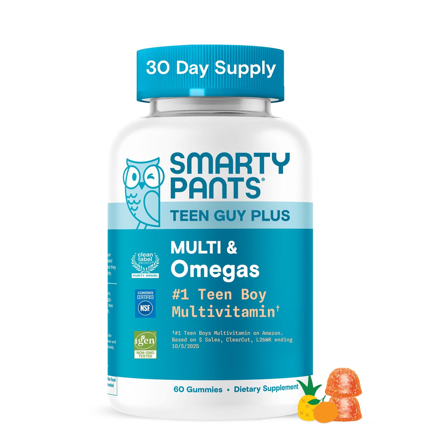 SmartyPants Teen Guy Plus Multi & Omegas Multivitamin Gummies, 60 Gummies