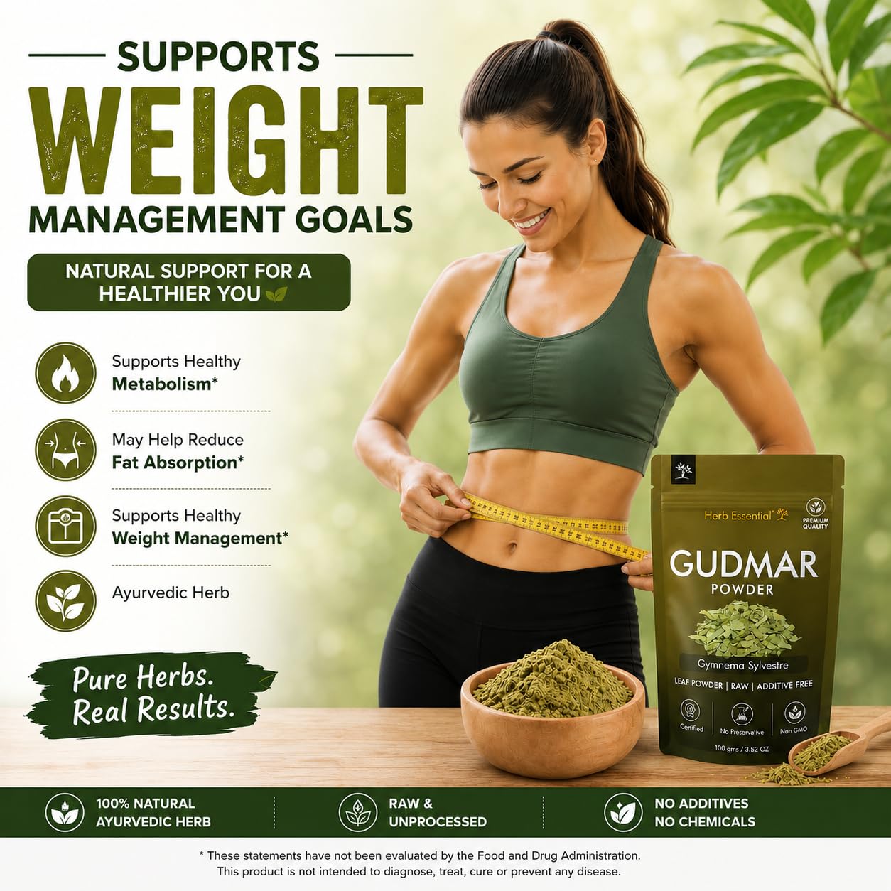 Herb Essential 100% Organic Gudmar Gymnema Leaf Powder 3.52 oz