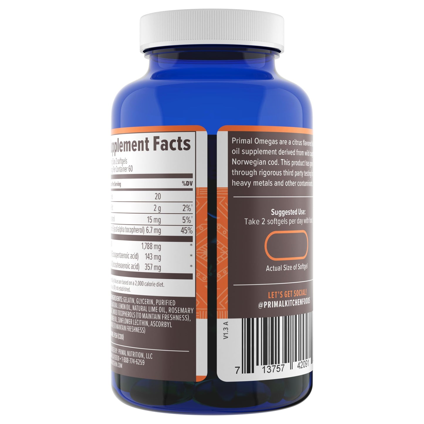 Primal Blueprint Primal Omegas Softgels, 120 Softgels
