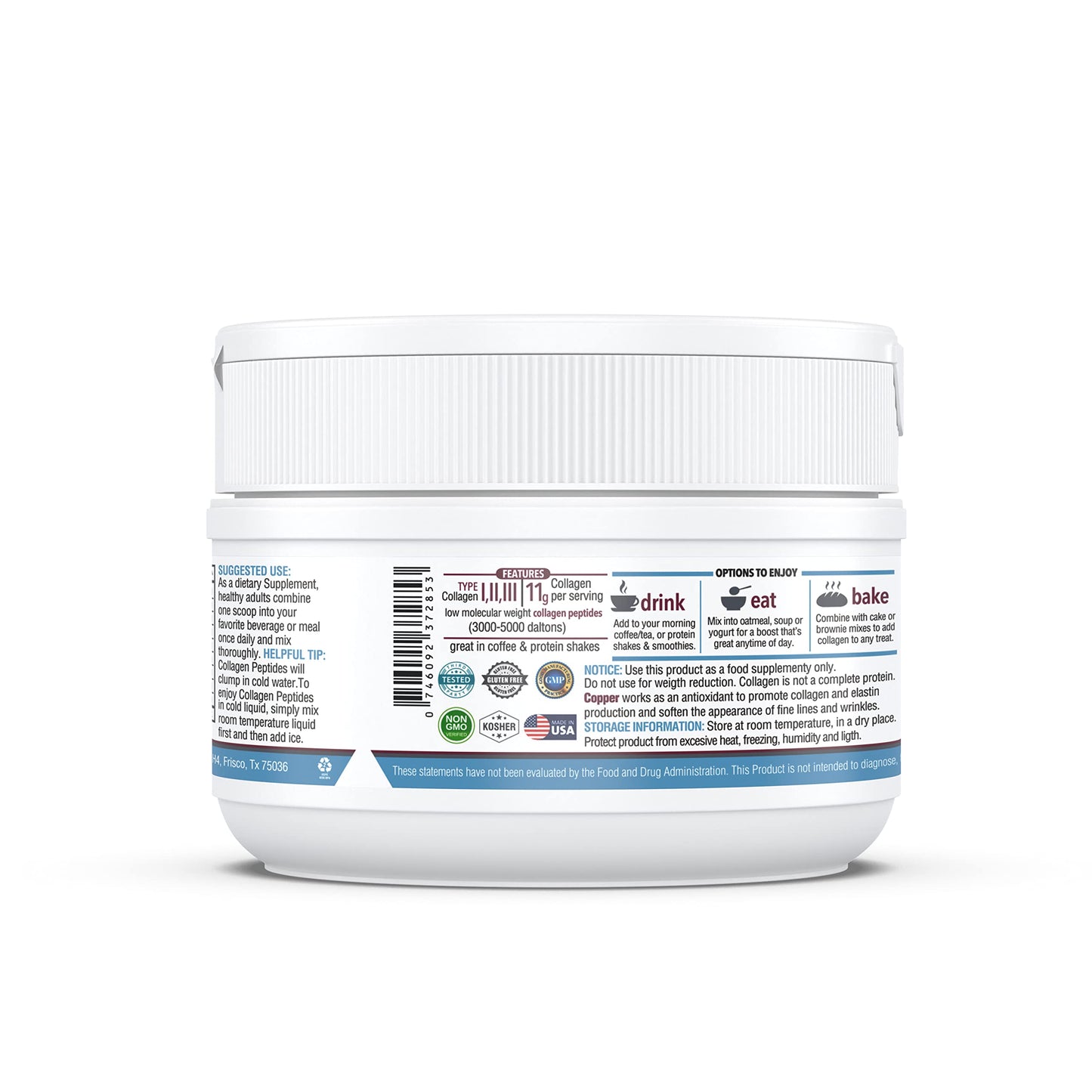 KAPPA NUTRITION Collagen Type I, II, III 9 in 1 Powder with 6 Billion Probiotics, Hyaluronic Acid, Vitamin C, Biotin, Copper & MCT Oil for Beautiful Hair, Nails & Skin, 1 Pack