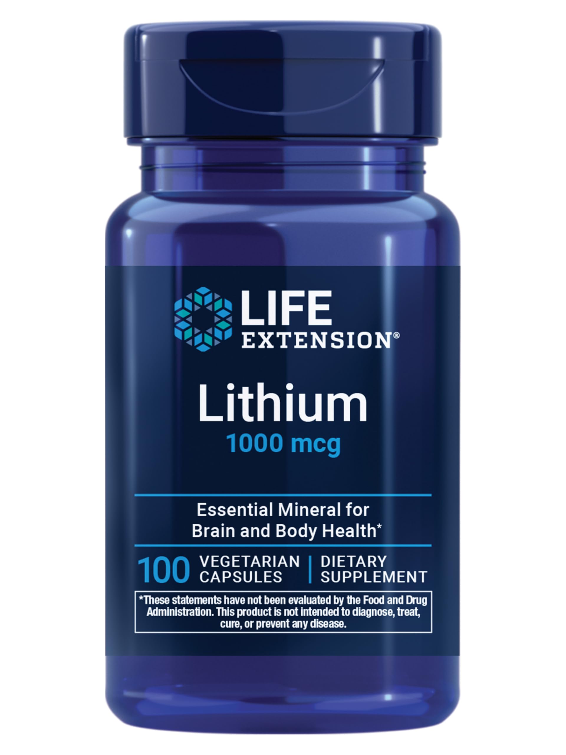 Life Extension Lithium Orotate 1000 mcg Capsules, 100 Count