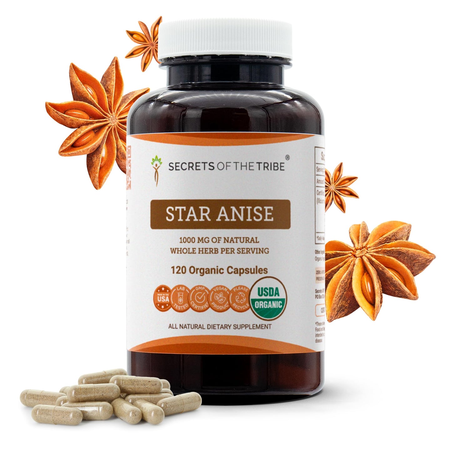 Secrets of the Tribe Star Anise Capsules 120 Count