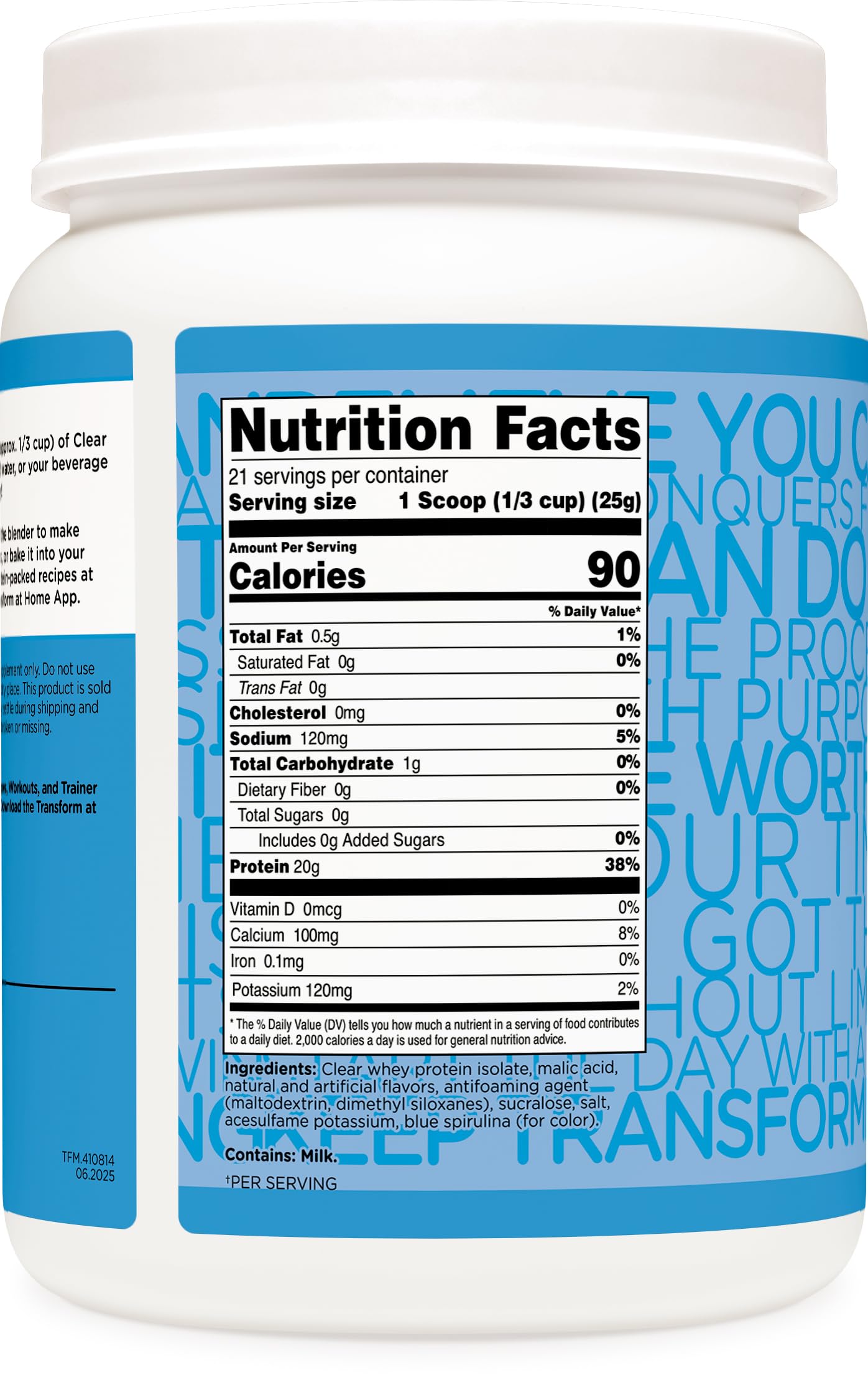 TransformHQ Clear Whey Protein Isolate Powder 19.4 oz