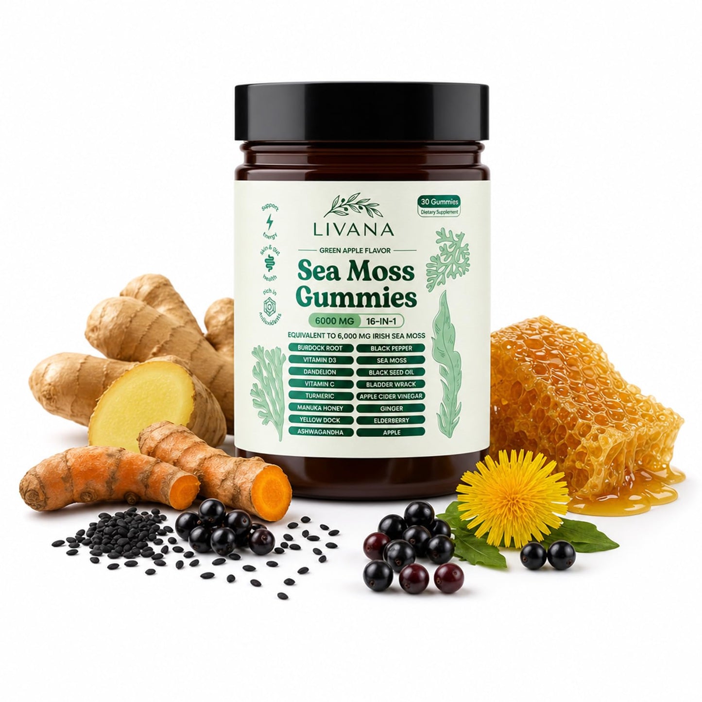 Generic Natural Rems Sea Moss Gummies 16-in-1 Whole Food Blend, 1 Count