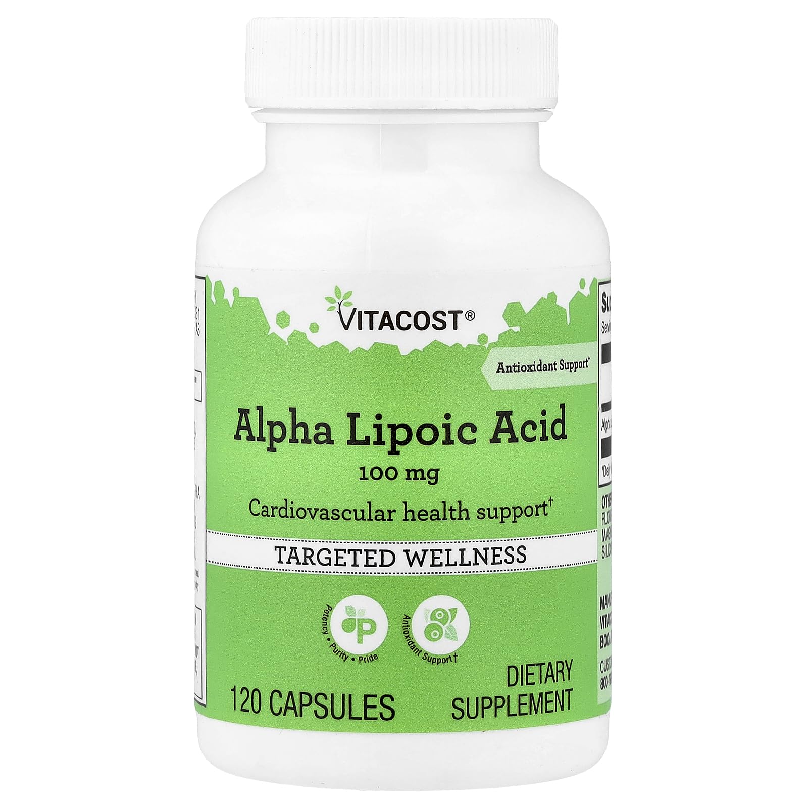 Vitacost Alpha Lipoic Acid 100 mg Capsule, 120 Capsules