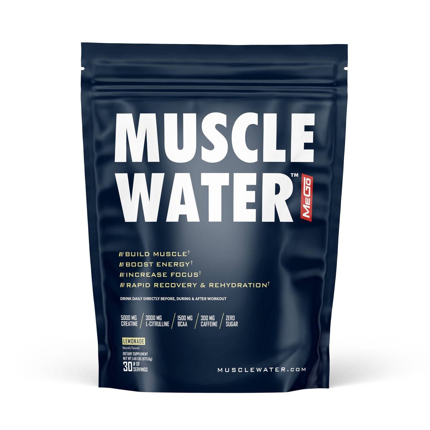 MEGO Muscle Water Pre Workout Powder, 30 Servings