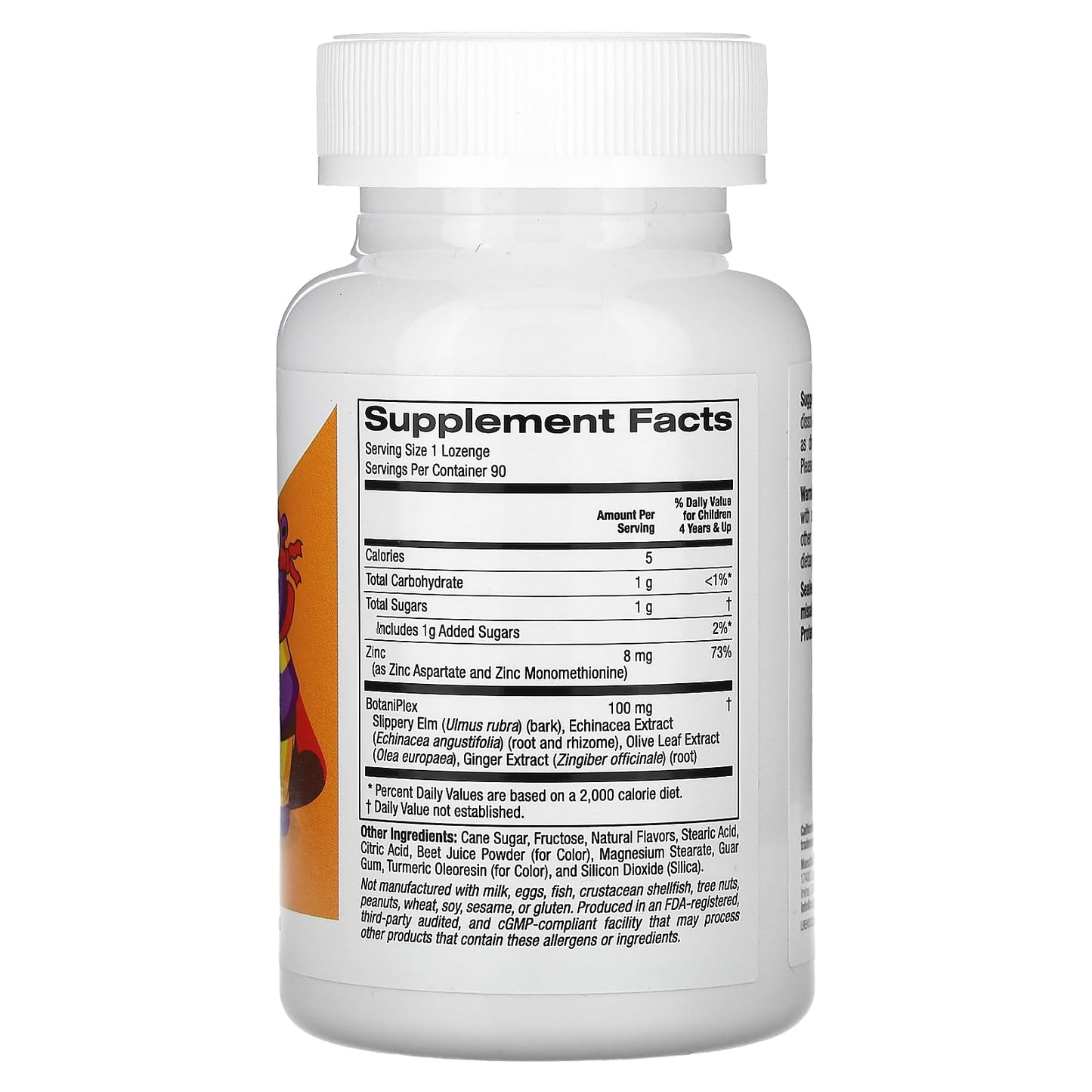 California Gold Nutrition Zinc Plus Lozenges for Children, Natural Tangerine, 1 Count