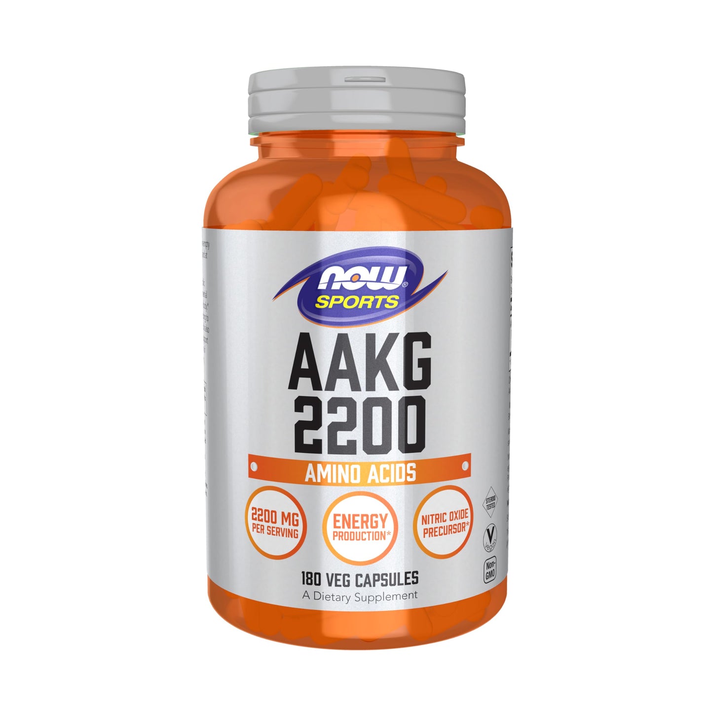 NOW Foods AAKG 2200 Arginine Capsules, 180 Count