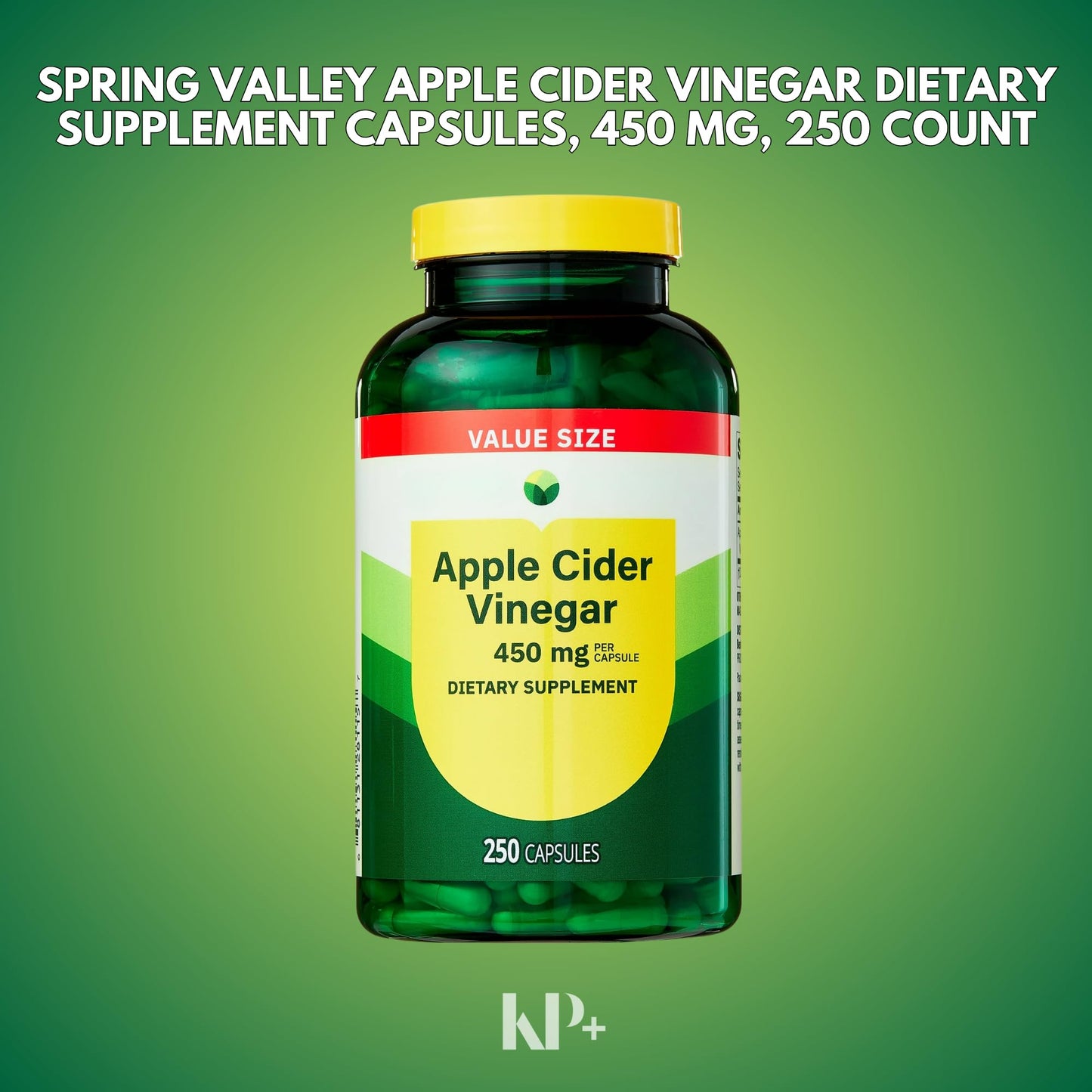 KP+ Apple Cider Vinegar 450 mg Capsules, 500 Count