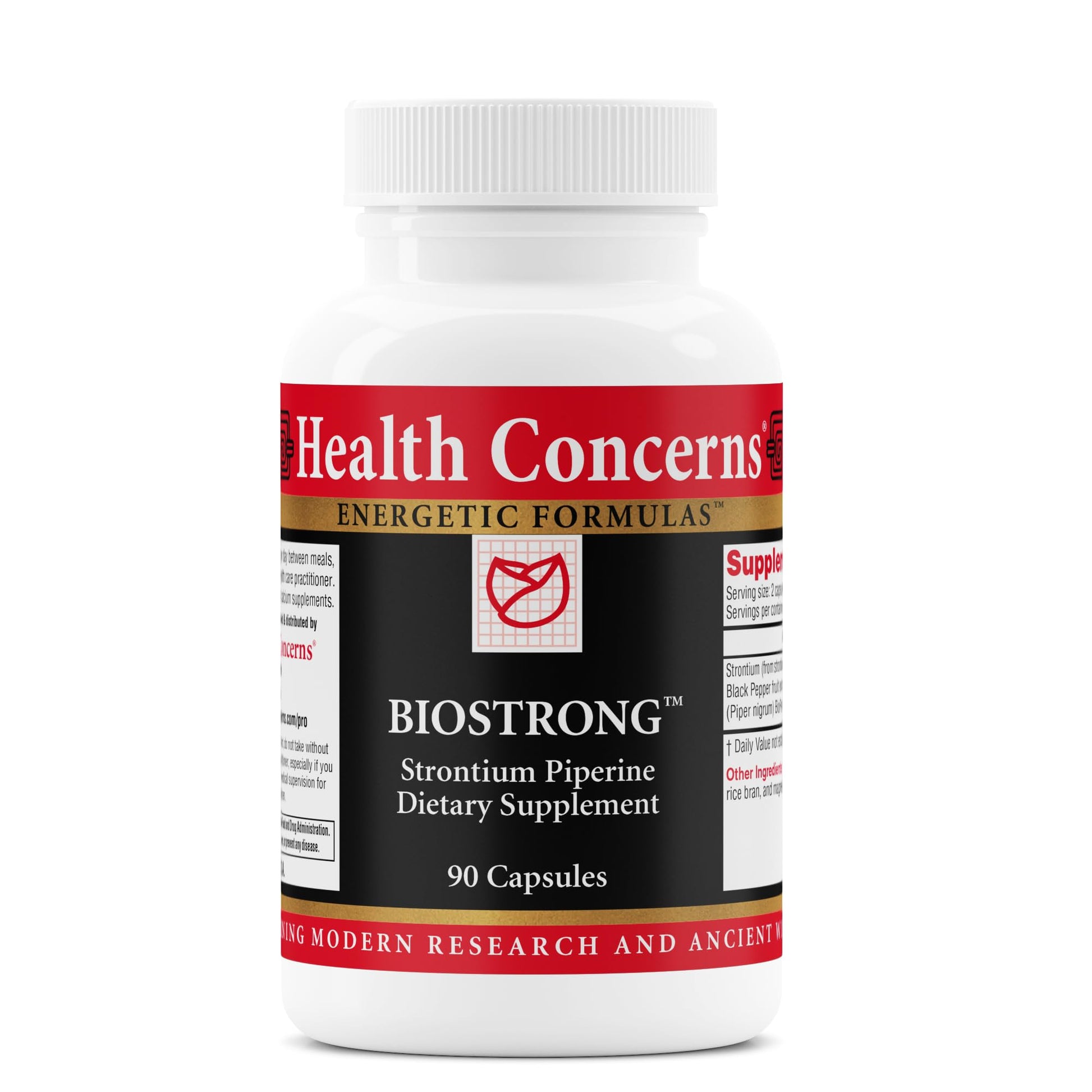 Health Concerns BioStrong Bone Strength & Density Support Supplement – Strontium & BioPerine Black Pepper Extract for Joint Mobility – Chinese Herbal Blend for Men & Women 90 Capsules
