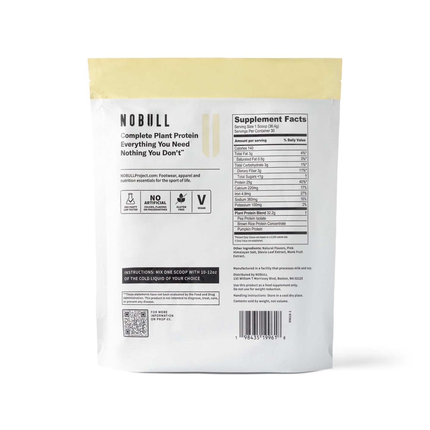 NOBULL Plant-Based Protein Powder Vanilla 38.4 oz