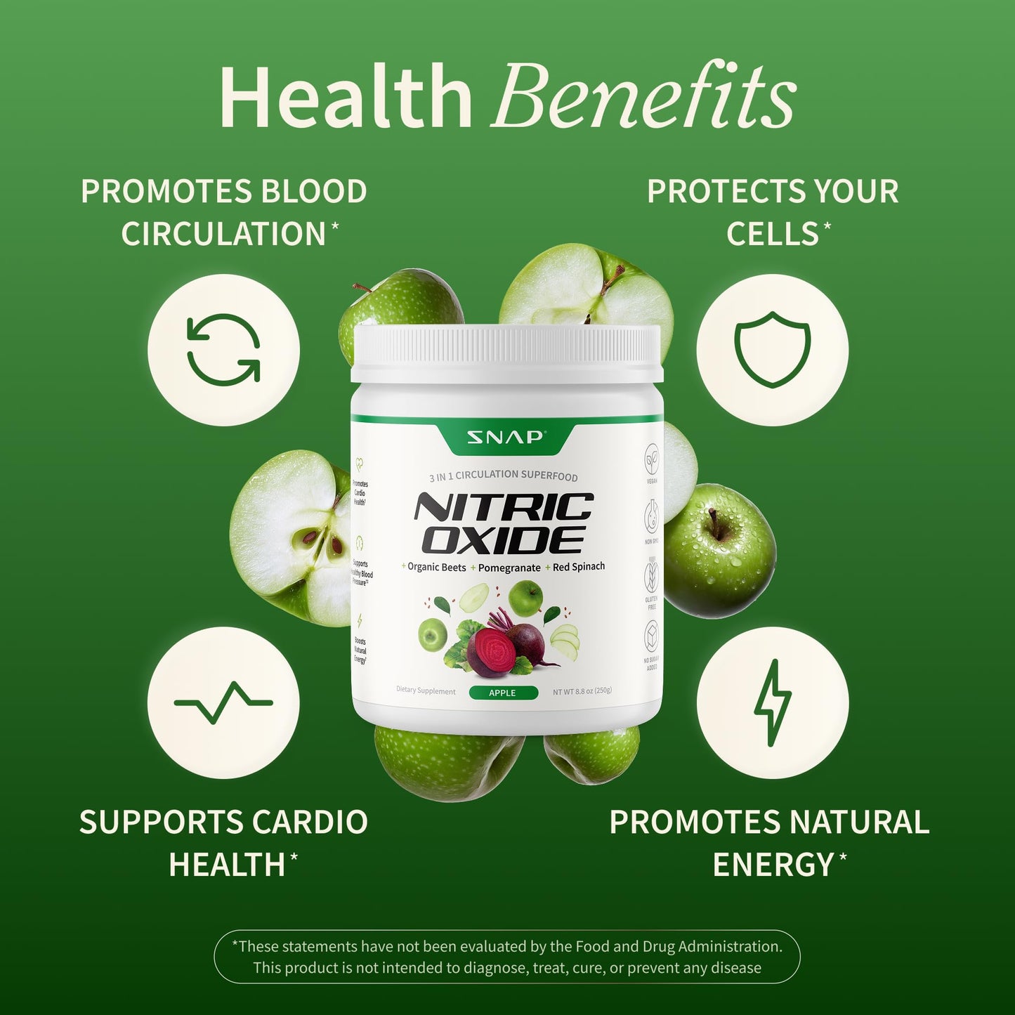 Snap Supplements Organic Beet Root Powder Nitric Oxide Supplement, 8.8 oz